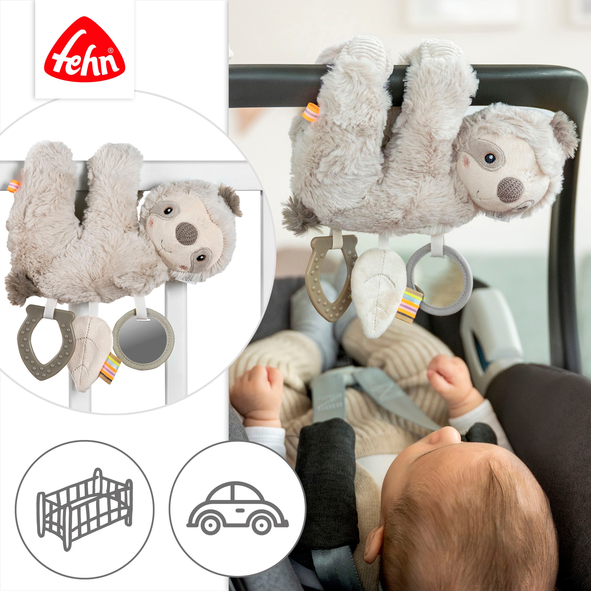 Fehn Greifspielzeug »Lazy, Crazy & Pink, Activity-Faultier«