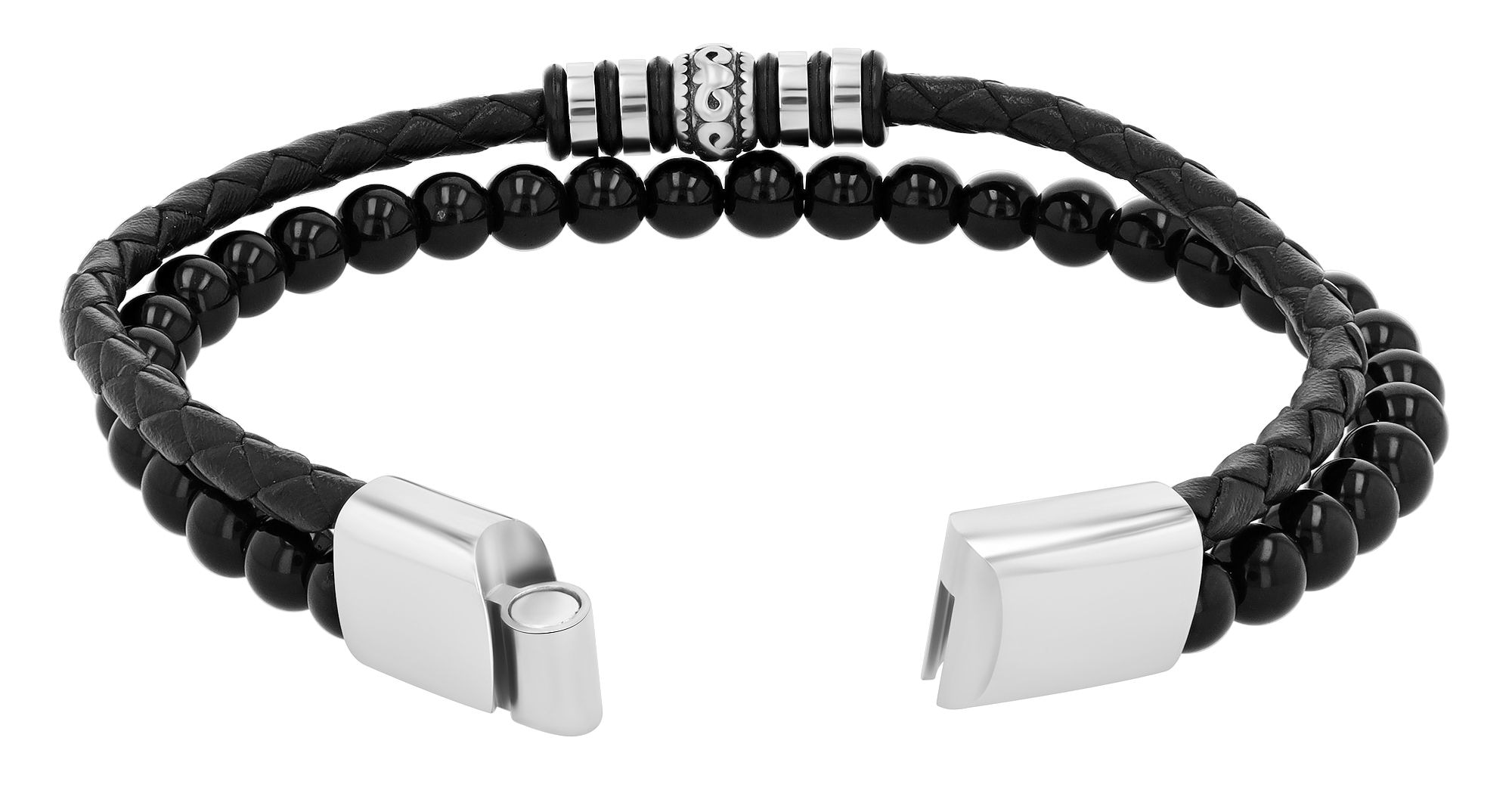 Adelia´s Armband »Unisex Armband aus Leder mit Onyx 21,5 cm«