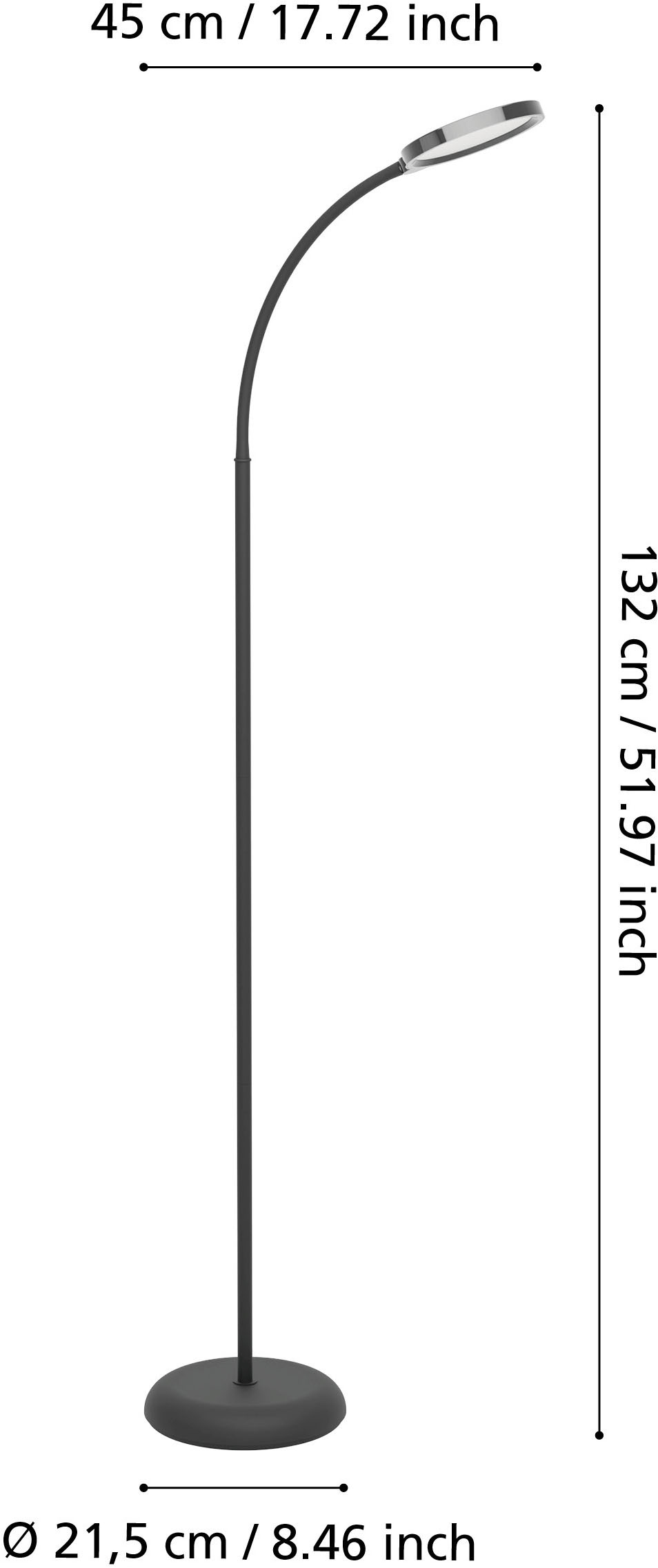 EGLO Stehlampe »LAURO Stehlampe - Kunststoff - LED - 1X5,5W - IP20« LED-Modul 1 Stk. Kaltweiß | Neutralweiß | Warmweiß Standleuchte, Wohnzimmer, Schlafzimmer, Esszimmer, L45 x B21 x H132 cm