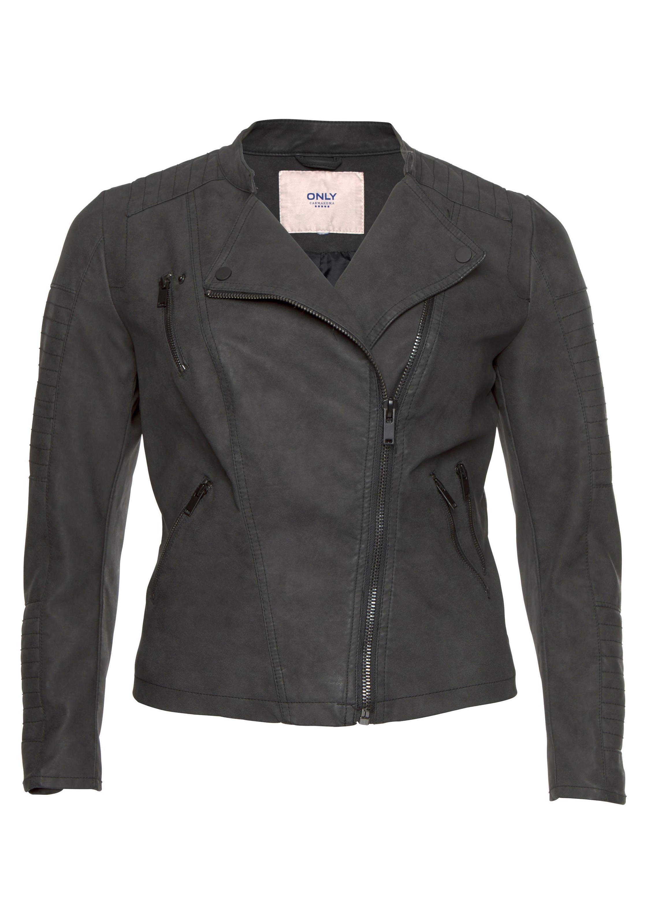 ONLY CARMAKOMA Lederimitatjacke »Avana«, mit Biker-Details