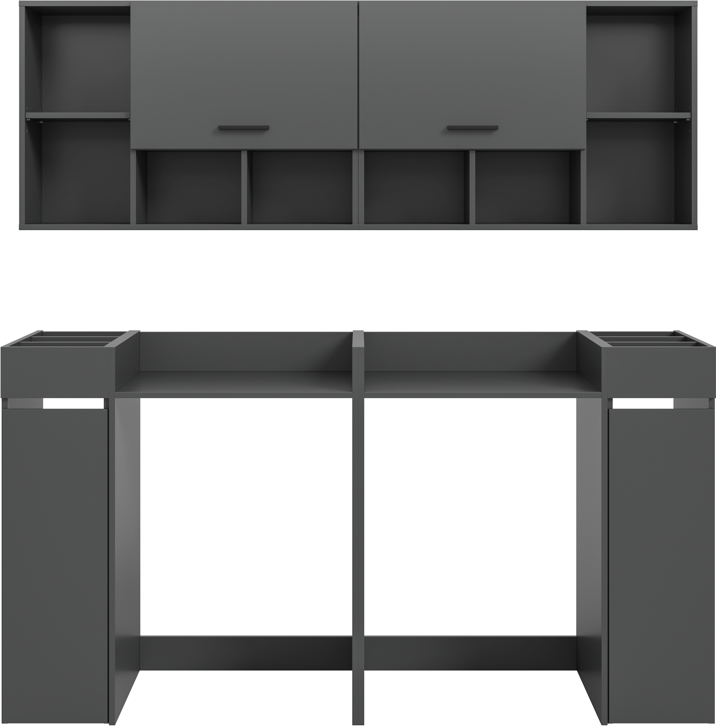 welltime Badmöbel-Set »FALAS,  6-teilig, Hauswirtschaftsraum Set, Breite 190 cm« Set, 2x Waschmaschinenumbauschrank, 2x Standregal & 2x Hängeschrank, 6 Stk. tlg.