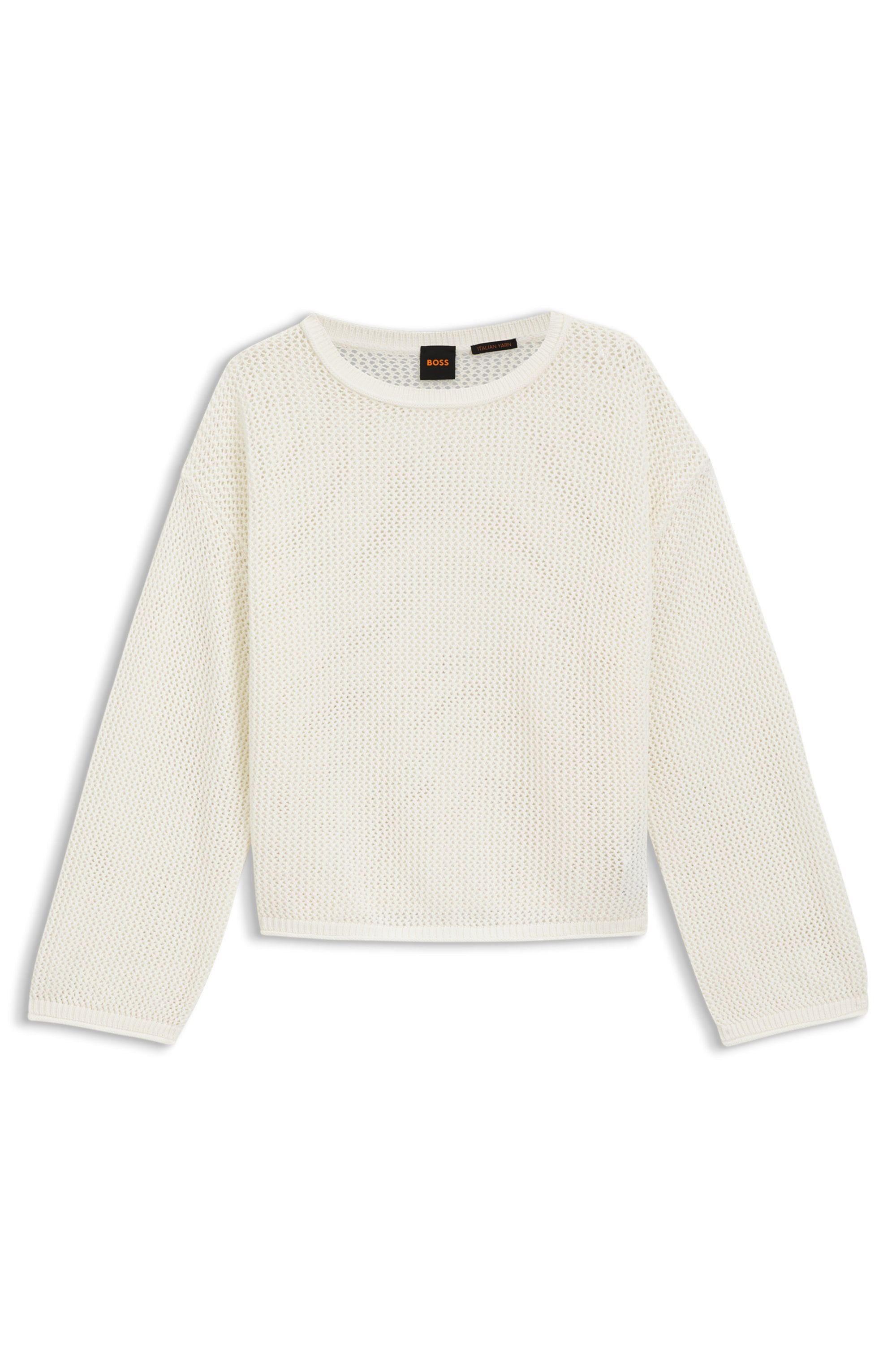 BOSS ORANGE Strickpullover »Farde Premium Damenmode« in Mesh-Struktur, Relaxed Fit