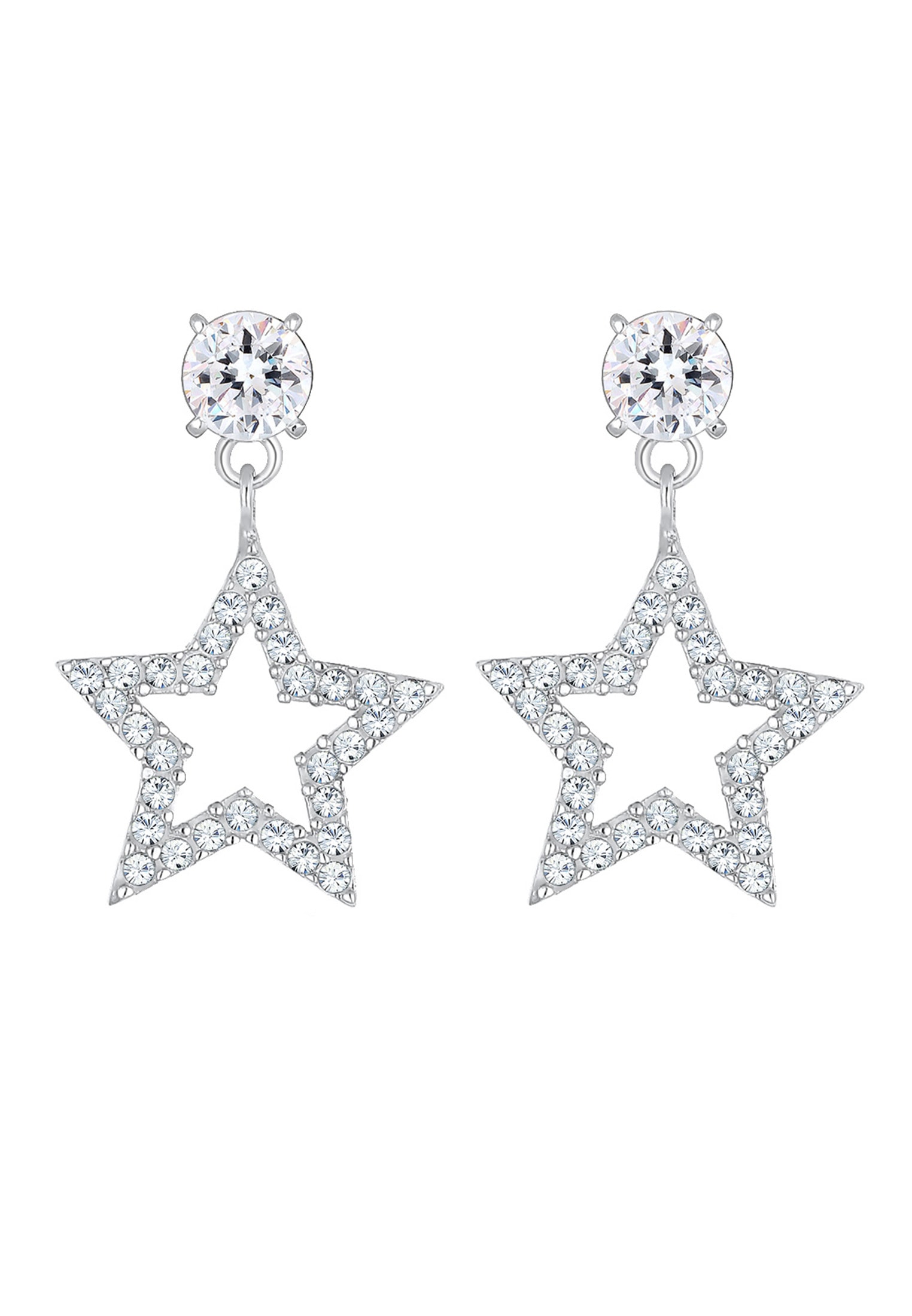 Elli Paar Ohrhänger »Ohrringe Ohrhänger Stern Weiß 925 Sterling Silber, mit Kristallen von Swarovski®«