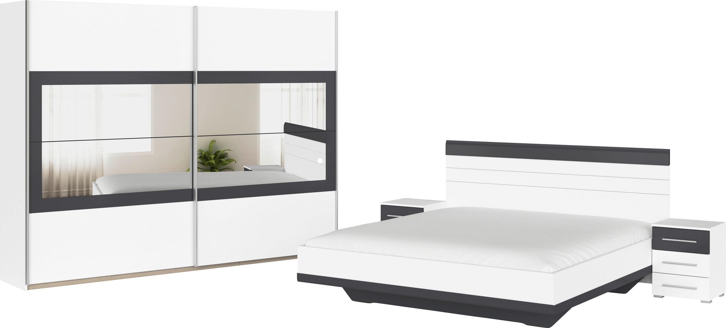 rauch Schlafzimmer-Set »Tarragona«, (Set, 4 tlg.), Schrank in 3 Breiten, Bett in 2 Breiten, 2 Nachttische MADE IN GERMANY