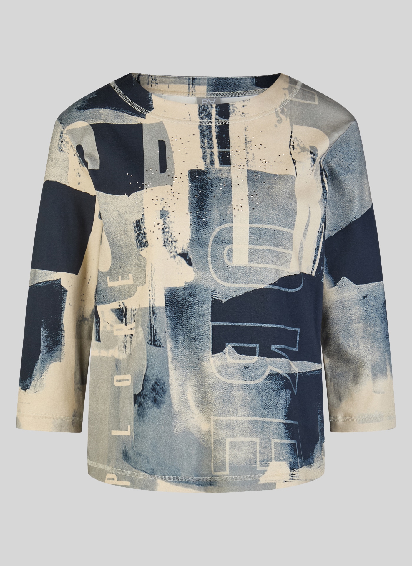 Rabe 3/4-Arm-Shirt mit grafischem Muster und Glitzer-Details