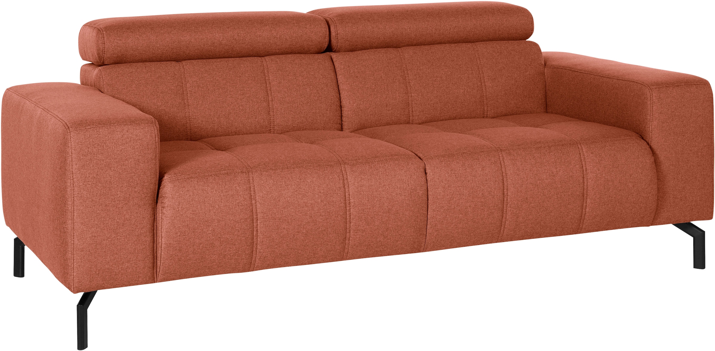 DOMO collection 2-Sitzer »Cunelli zeitlos und elegant, moderne Sitznähte als Designelement,« wahlweise mit 6-fach verstellbaren Kopfteilen, fester Sitzkomfort