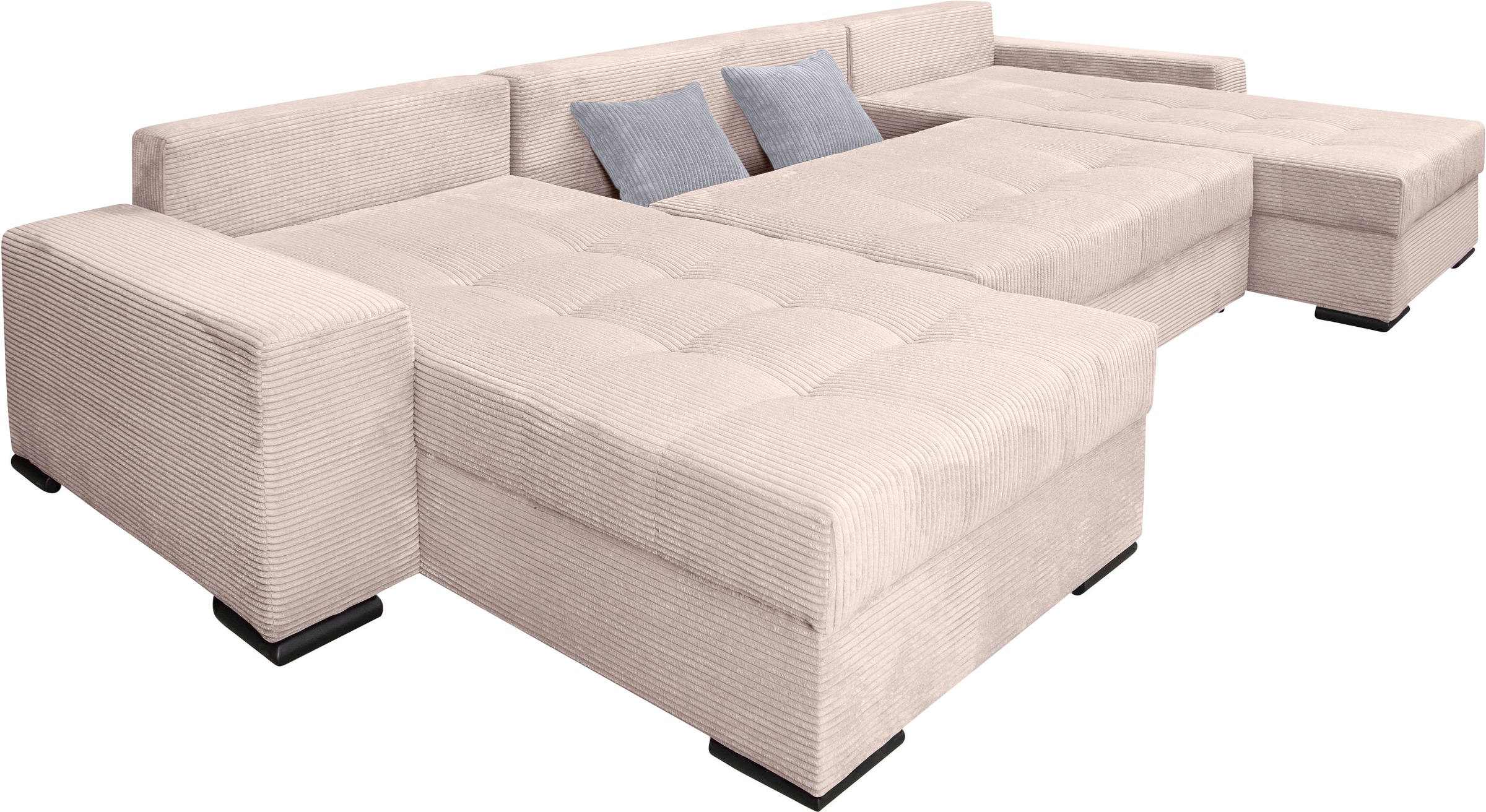 COLLECTION AB Wohnlandschaft »Josy XL U-Form, B: 313 cm in Cord, Cord-Mix« mit Bettfunktion, Bettkasten & 2 Zierkissen, Federkern