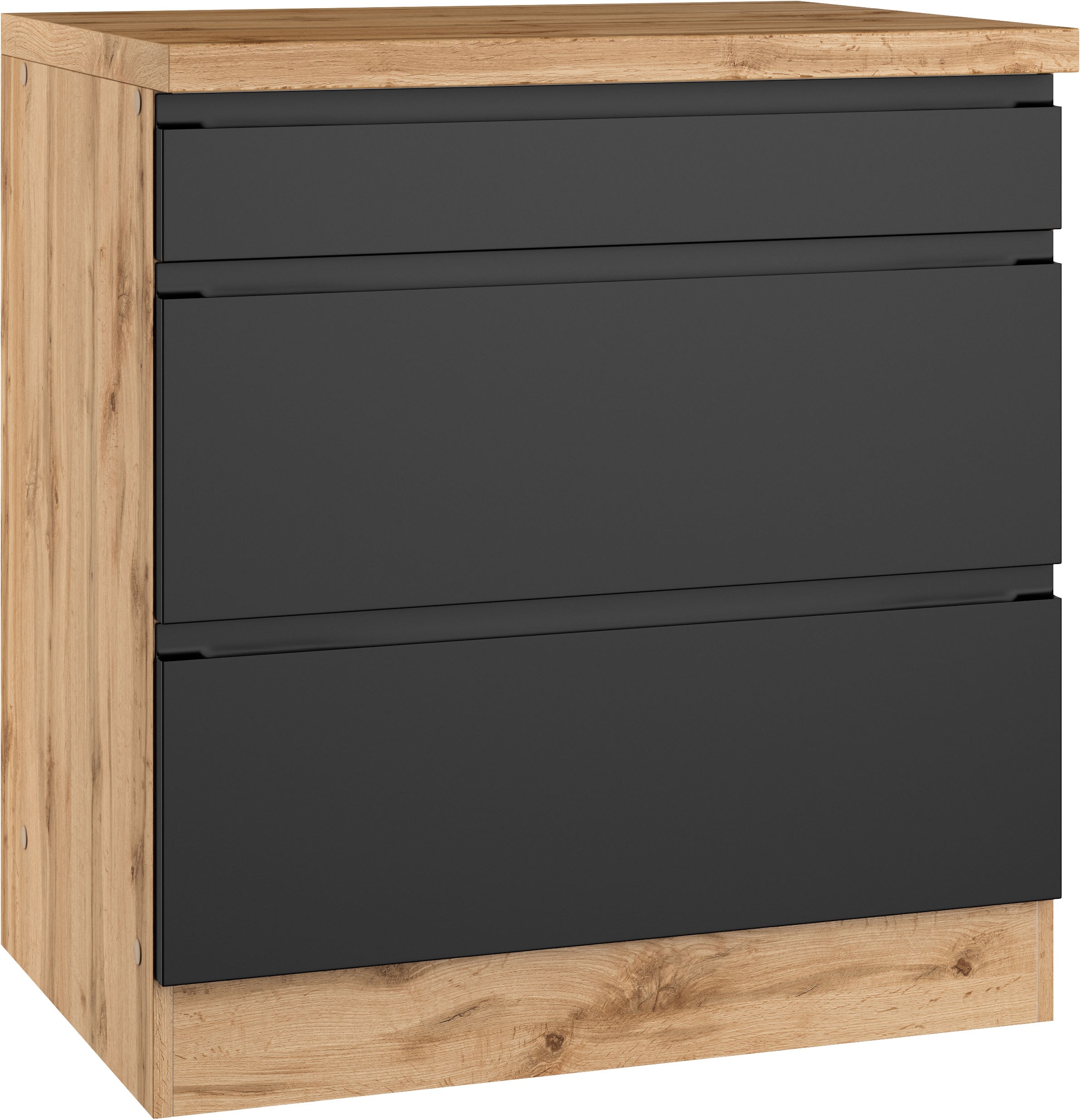 KOCHSTATION Kochfeldumbauschrank »KS-Virginia,neu in verbesserter Ausführung« Stauraum, Softclose,  Breite 80 cm, Höhe 86 cm, Softclose-Auszüge