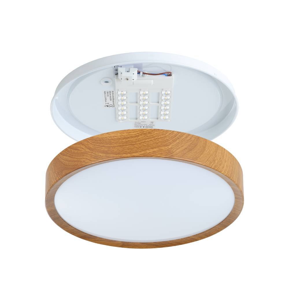 EGLO Deckenleuchte »MUSURITA Deckenlampe, Wohnzimmerlampe, Holz-Optik, Stahl + Kunststoff«, 1 flammig, Leuchtmittel LED-Modul | LED wechselbar, LED Deckenlampe, Wohnzimmer, Schlafzimmer, Küche, Flur, modern, 34x6cm
