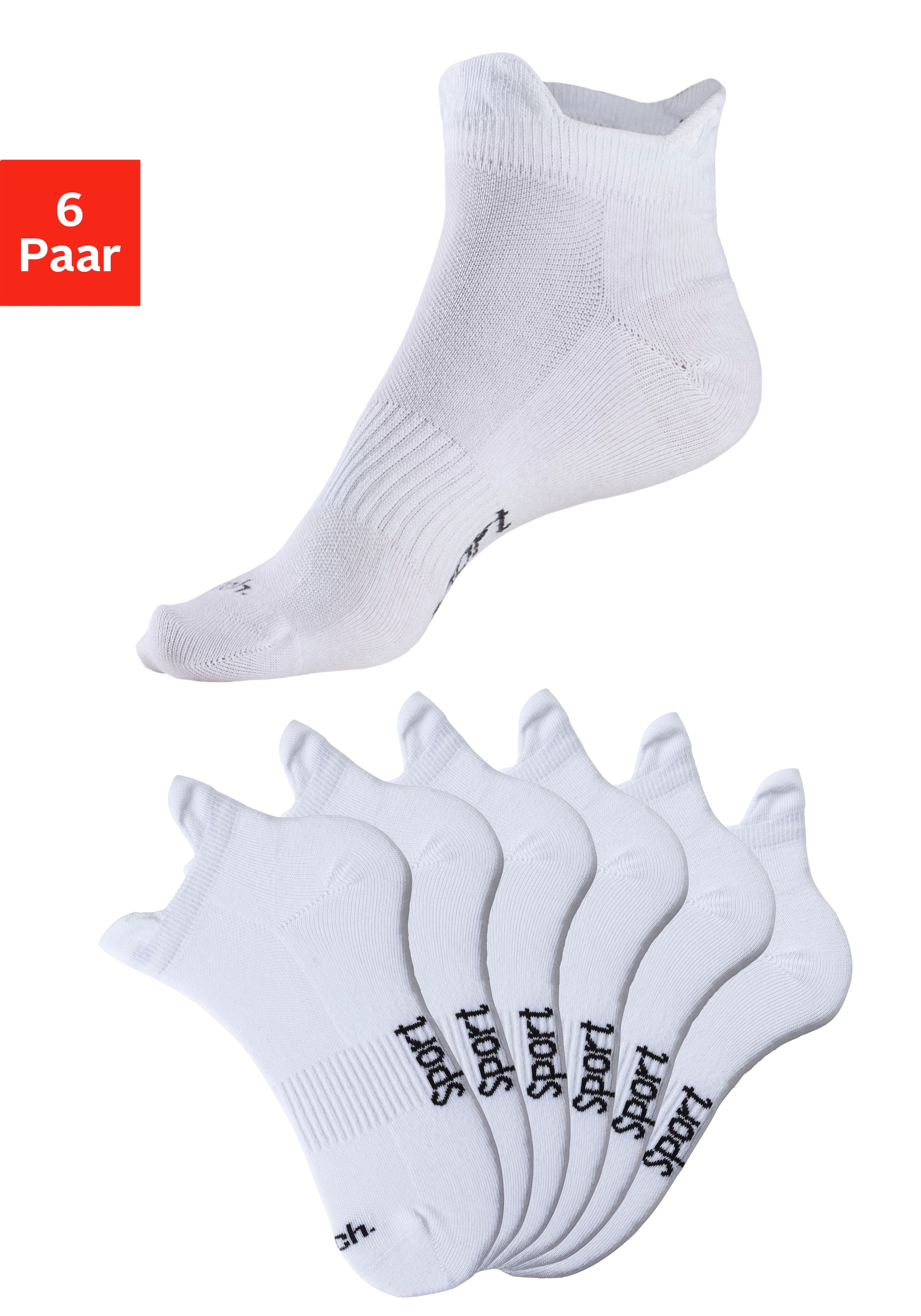 Sneakersocken, (Packung, 6 Paar), mit feiner Mesh Konstruktion und Mittelfußgummi