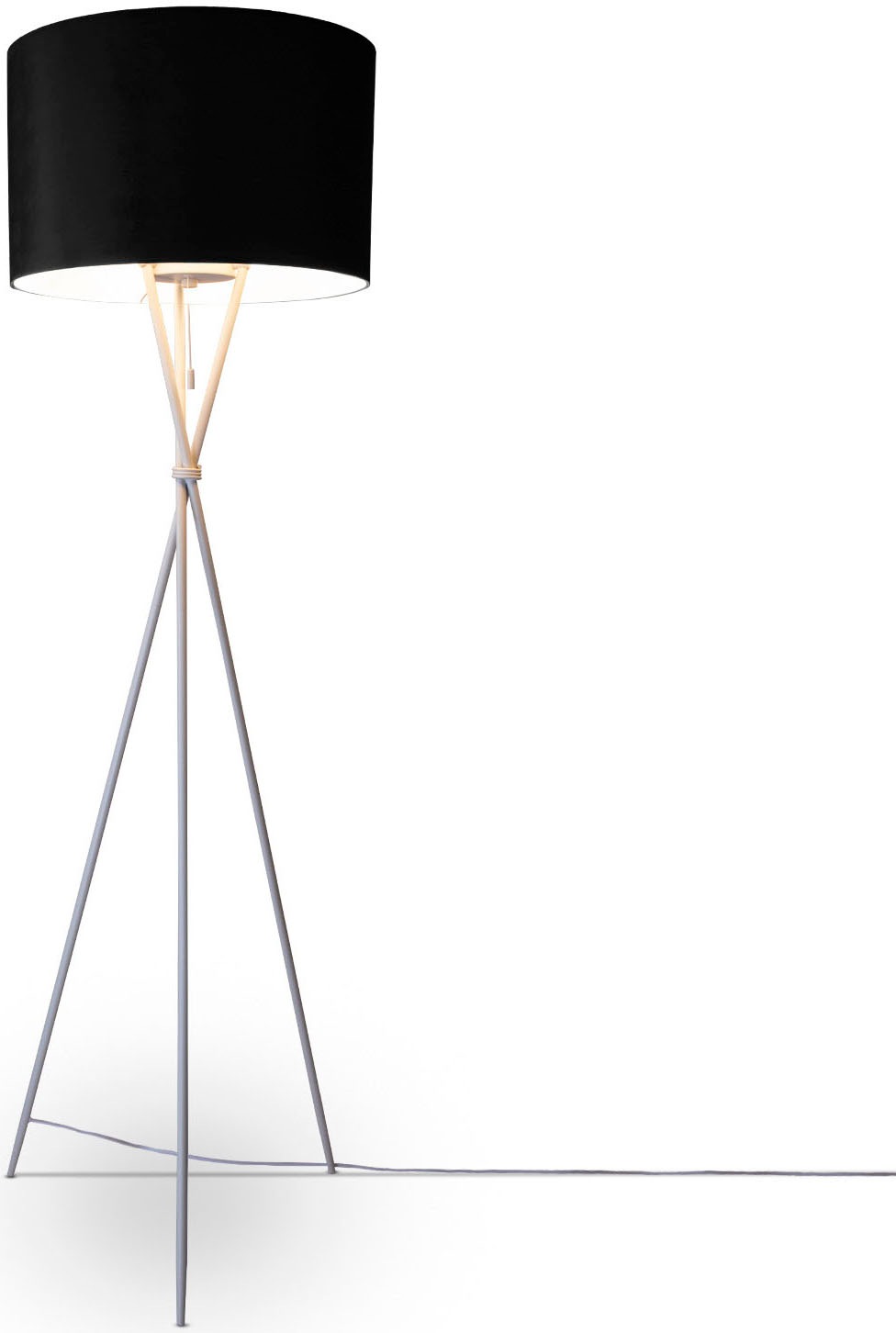 Paco Home Stehlampe »Kate uni Color«, Leuchtmittel E27 | ohne Leuchtmittel, Wohnzimmer Dreibein Standleuchte Velour Höhe 177,5cm Filigran E27