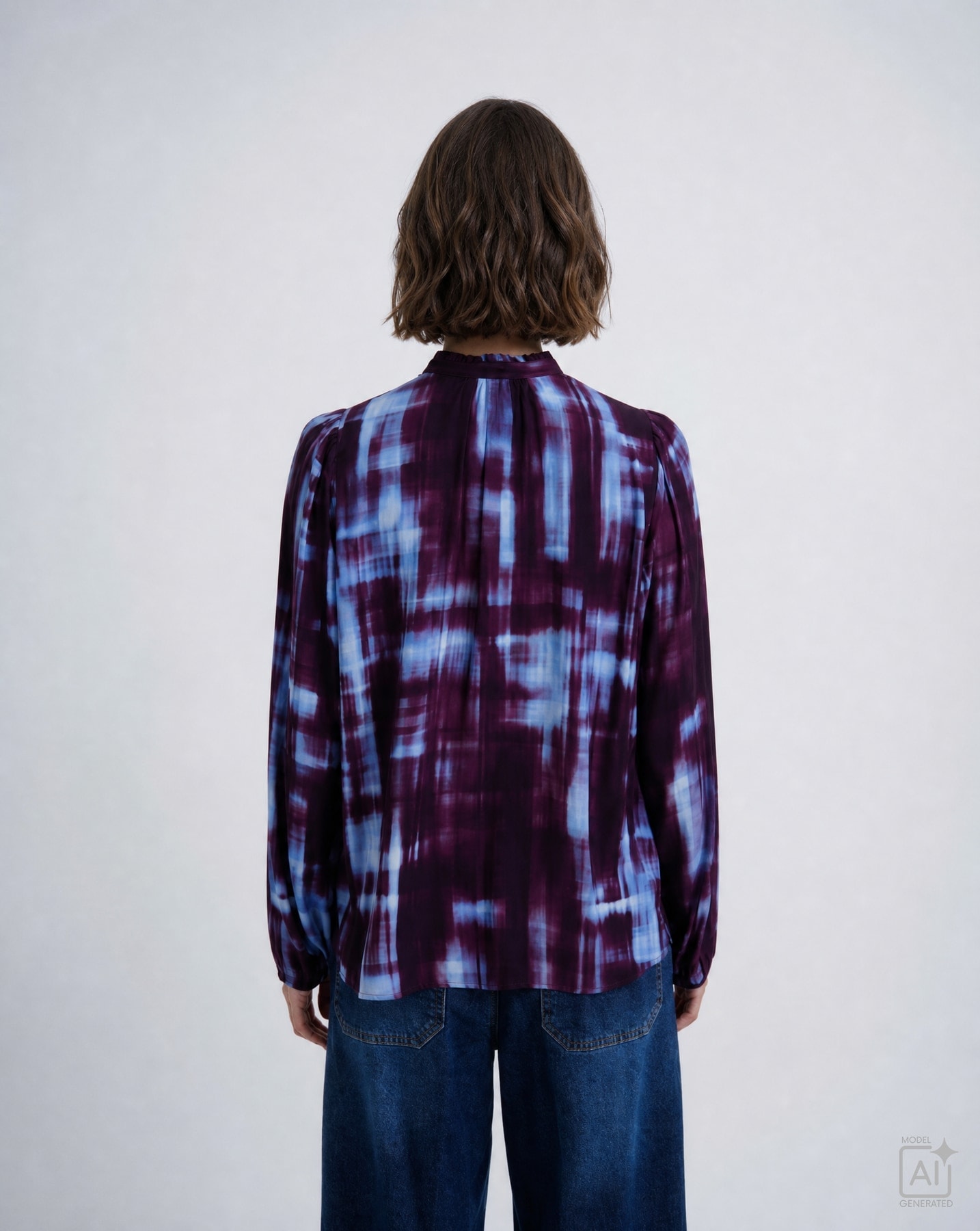 Smith & Soul Langarmbluse mit kurzem Stehkragen, Allover-Print