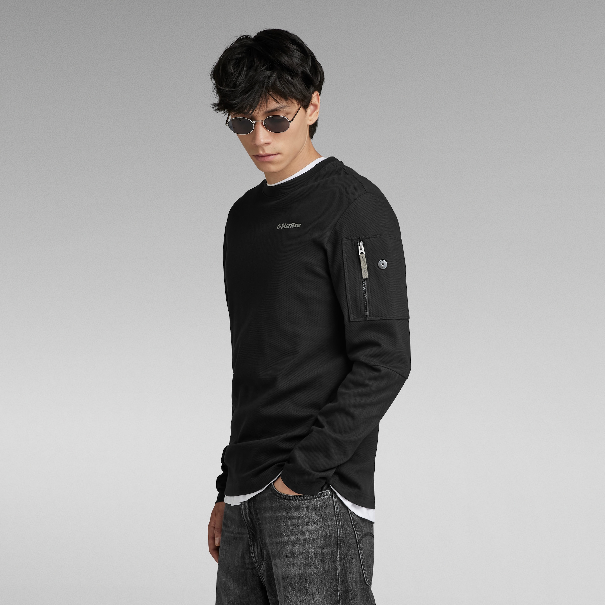G-STAR Longsleeve, mit Reißverschlusstasche am Arm