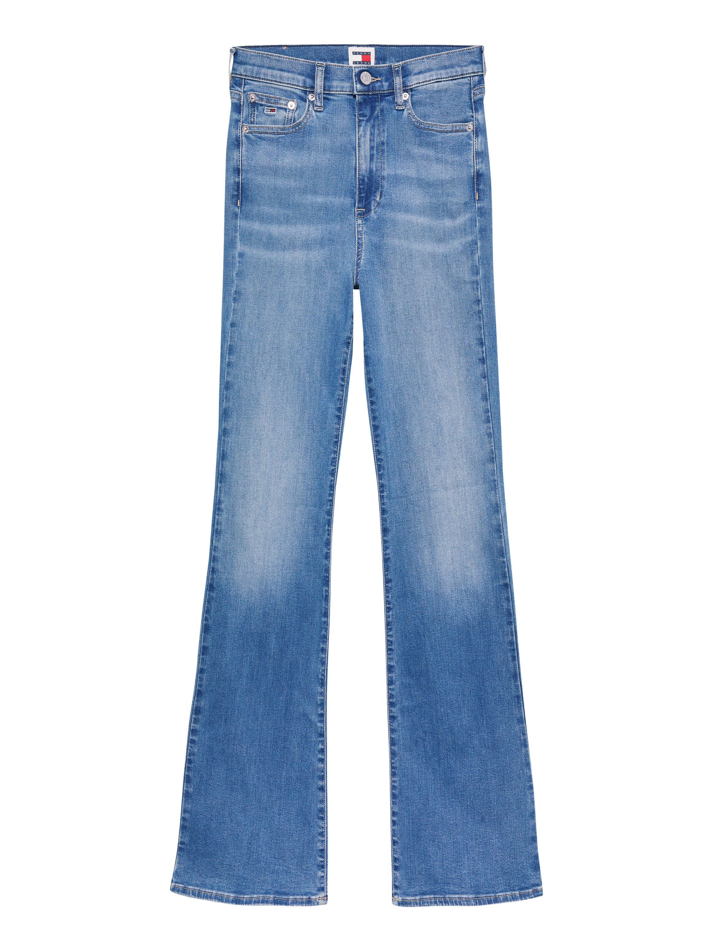 Tommy Jeans Schlagjeans »Tommy Jeans SYLVIA - High waist - Flared Denim Jeans«, mit Logostickereien und Nieten