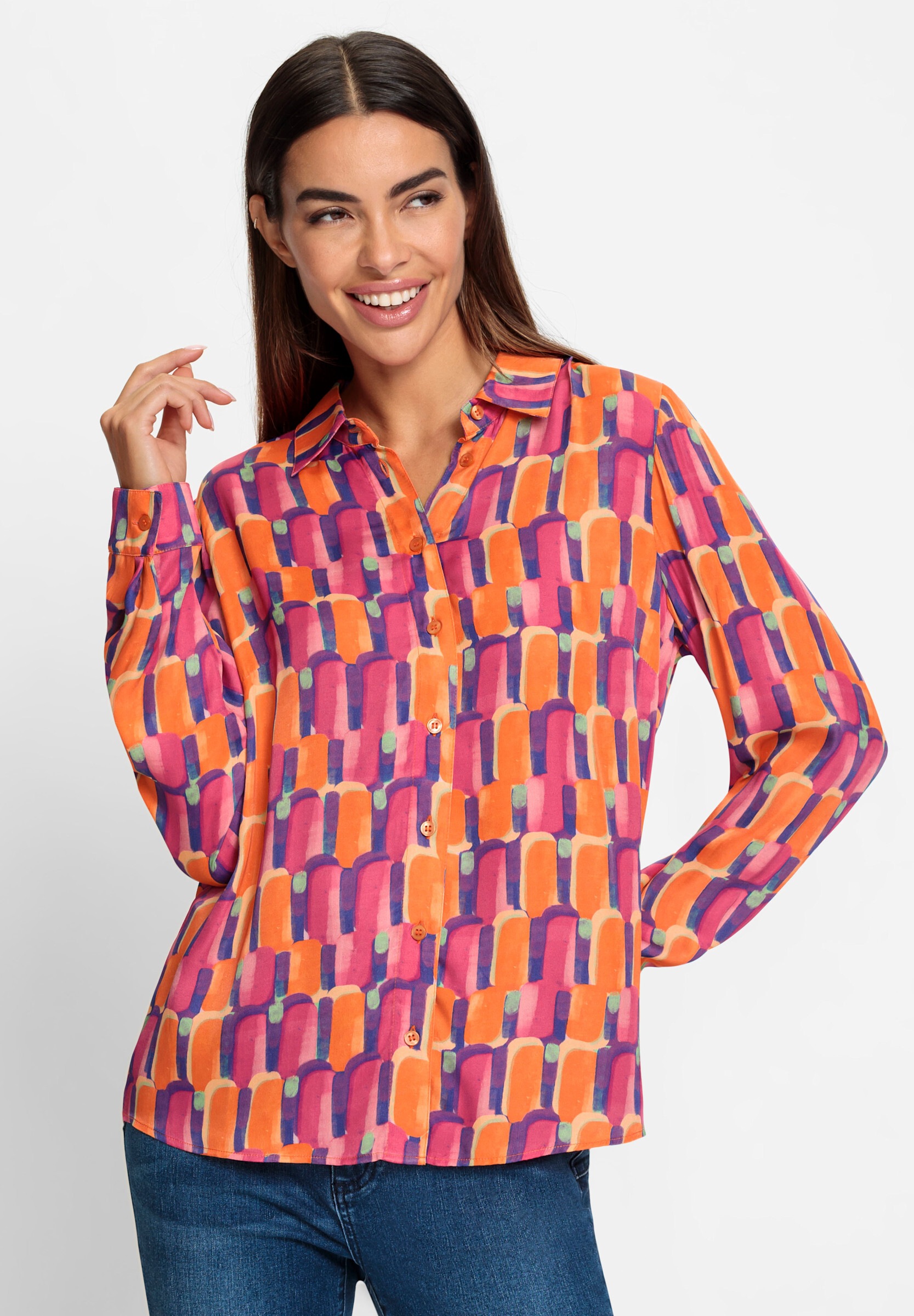heine Hemdbluse »Druckbluse Druckbluse in leichter Glanz-Qualität«