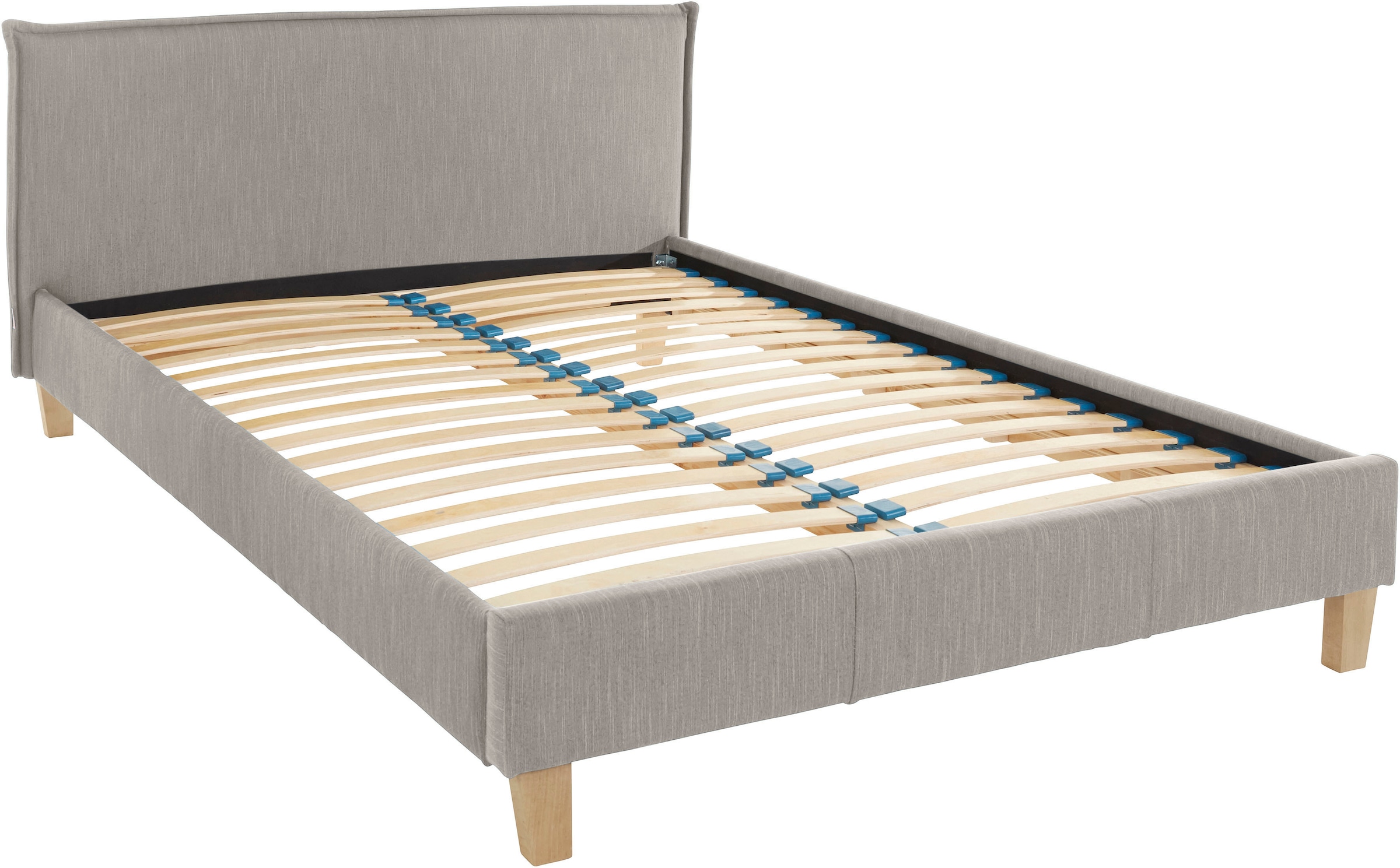 OTTO products Polsterbett »Heddi«, in 5 Breiten: von 90cm-200cm, Biese am Kopfteil, Strukturstoff