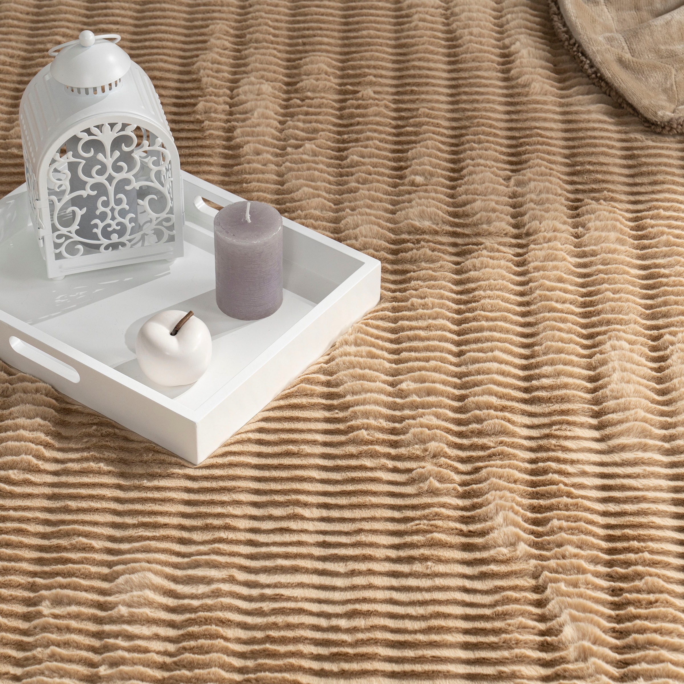 Paco Home Hochflor-Teppich »Arnheim 743«, rechteckig, 27 mm Höhe, Uni Farben, Wellen Muster, besonders weich, Hoch-Tief Effekt