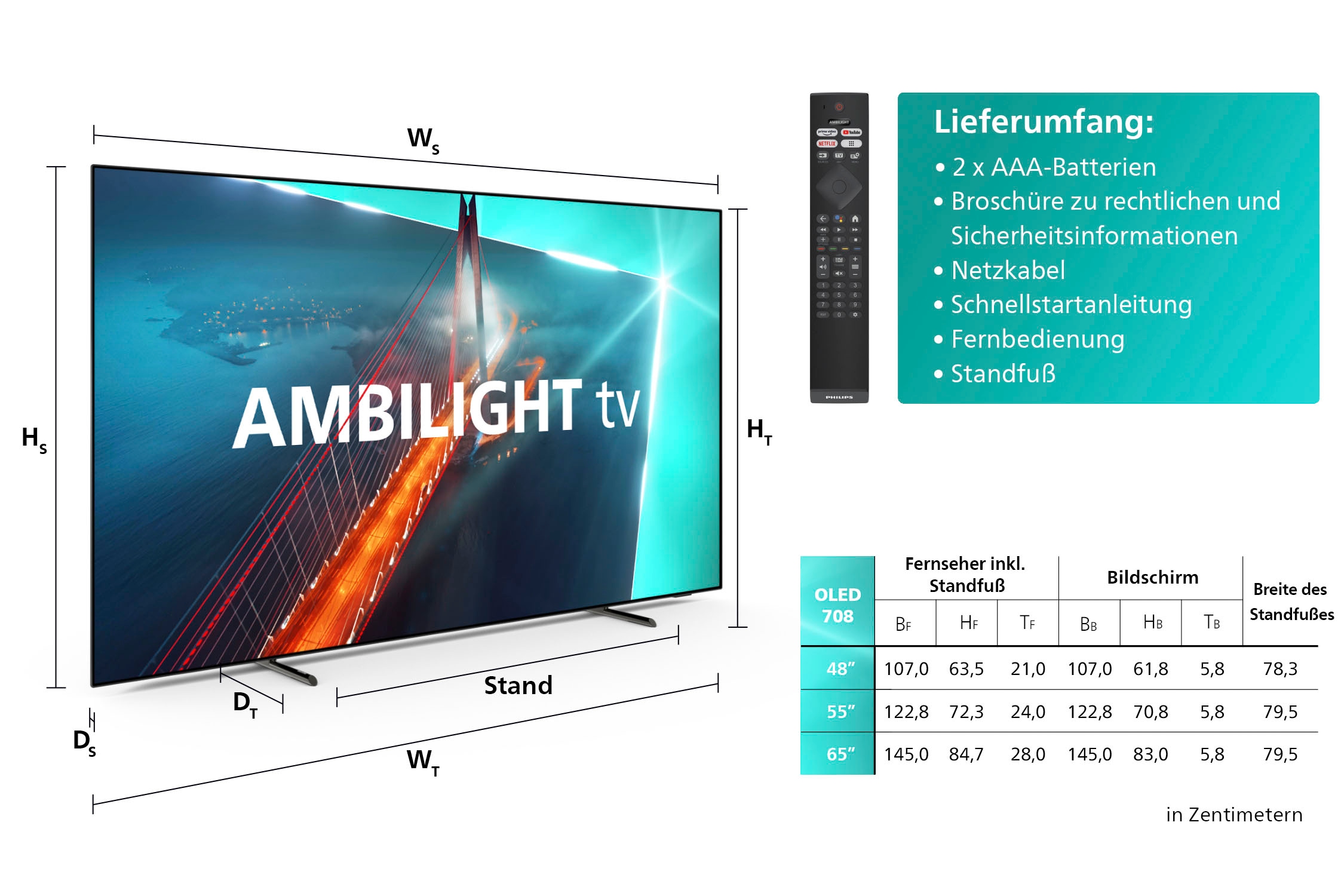 Philips OLED-Fernseher »65OLED708/12«, 4K Ultra HD, Android TV-Google TV-Smart-TV