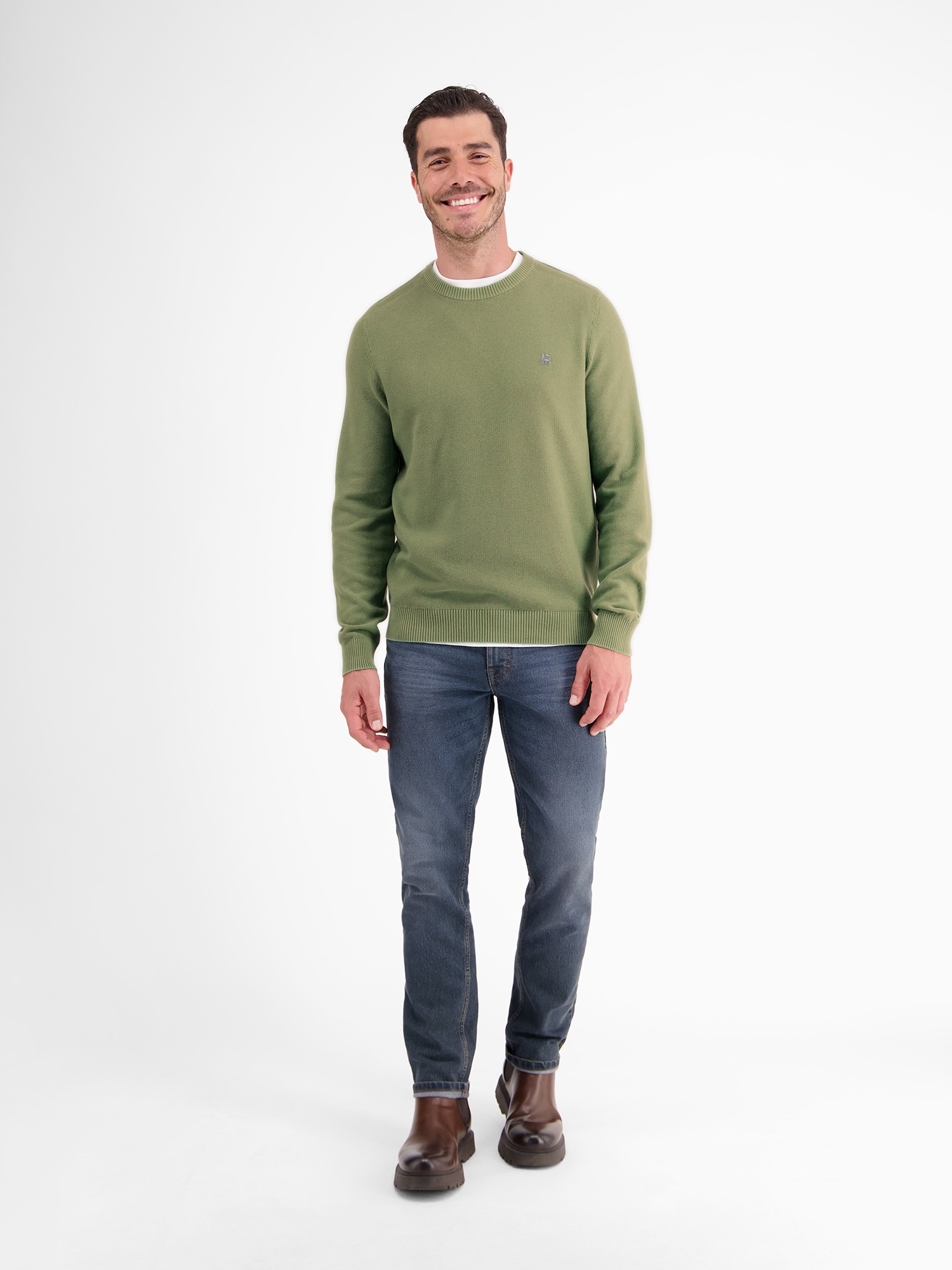 LERROS Strickpullover »LERROS Leichter Strickpullover mit schmaler Rippstruktur«