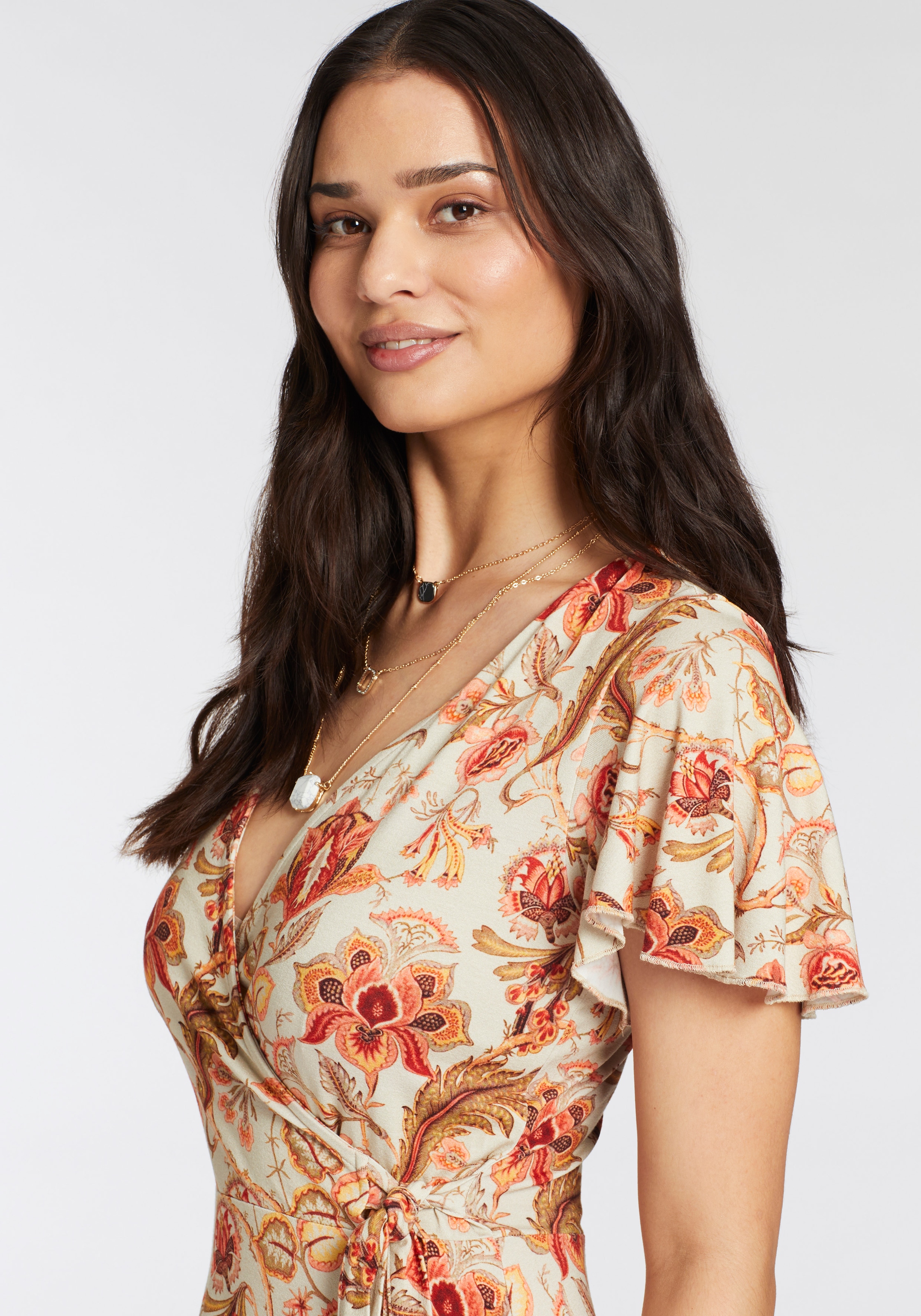 Laura Scott Jerseykleid, mit femininen Schmetterlingsärmeln