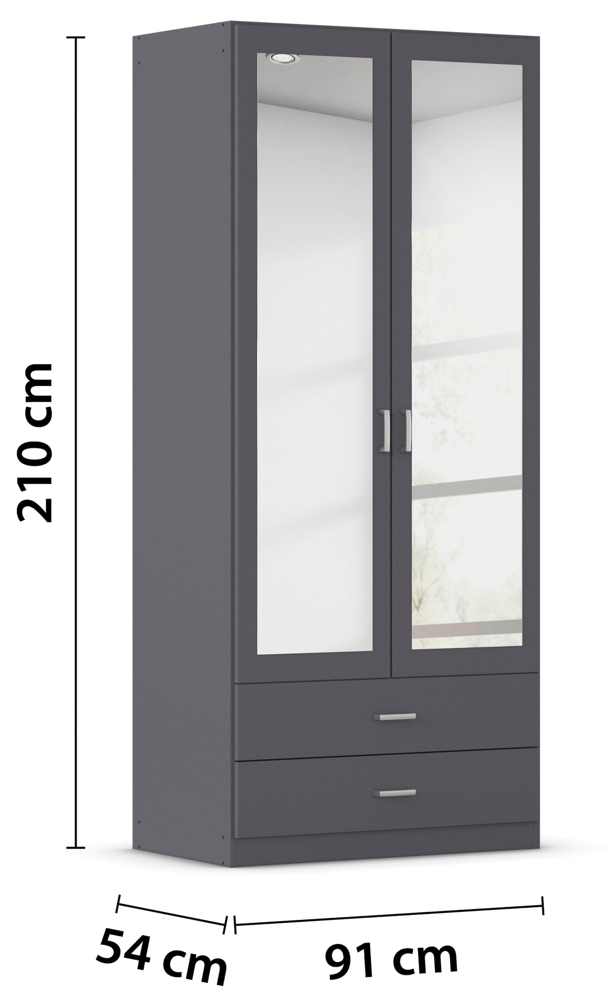 rauch Kleiderschrank »Schrank Garderobe Ankleide GAMMA Breiten 91/136/181/226/271/315/360 cm« in 3 Ausstattungen BASIC/CLASSIC/PREMIUM (inkl. SOFT-CLOSE-Funktion),  verschiedene Griff-Varianten, mit Spiegel TOPSELLER MADE IN GERMANY