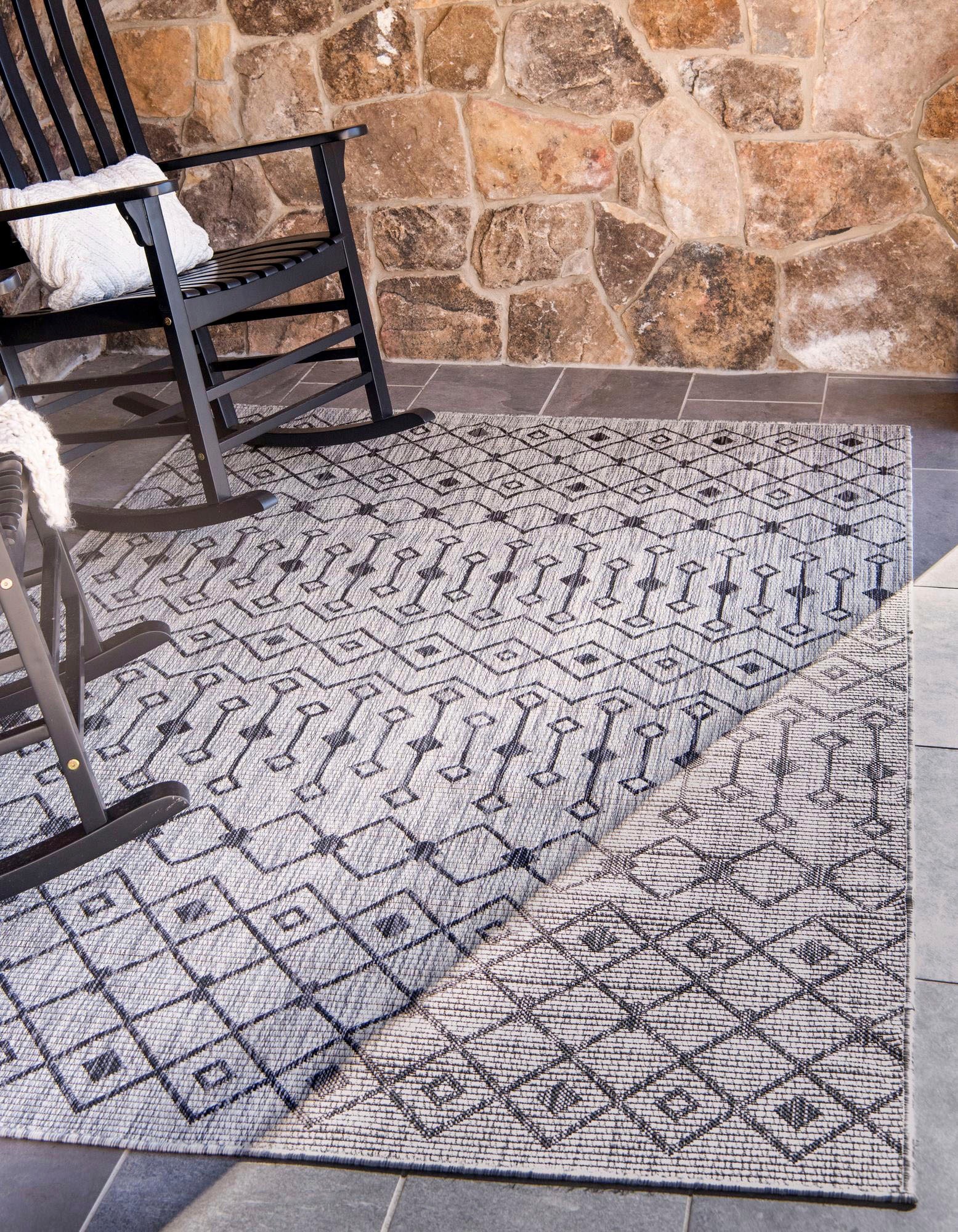 Myflair Möbel & Accessoires Teppich »Outdoor Crosses Lagerräumung«, rechteckig, 4 mm Höhe, Flachgewebe, Rauten Muster, In- und Outdoor geeignet