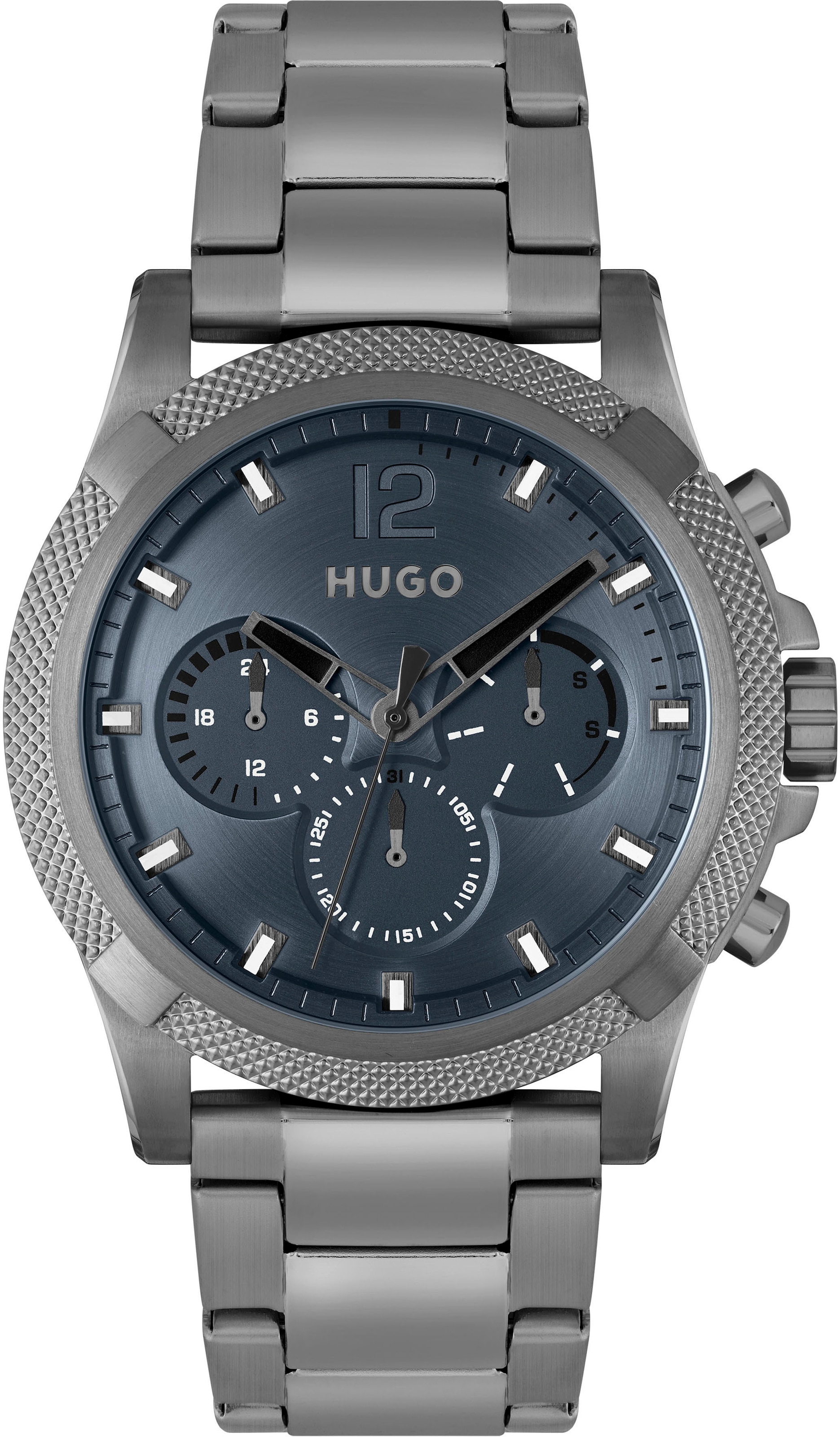 HUGO Multifunktionsuhr »#IMPRESS - FOR HIM, 1530298«, Quarzuhr, Armbanduhr, Herrenuhr, Datum, 12/24-Stunden-Anzeige