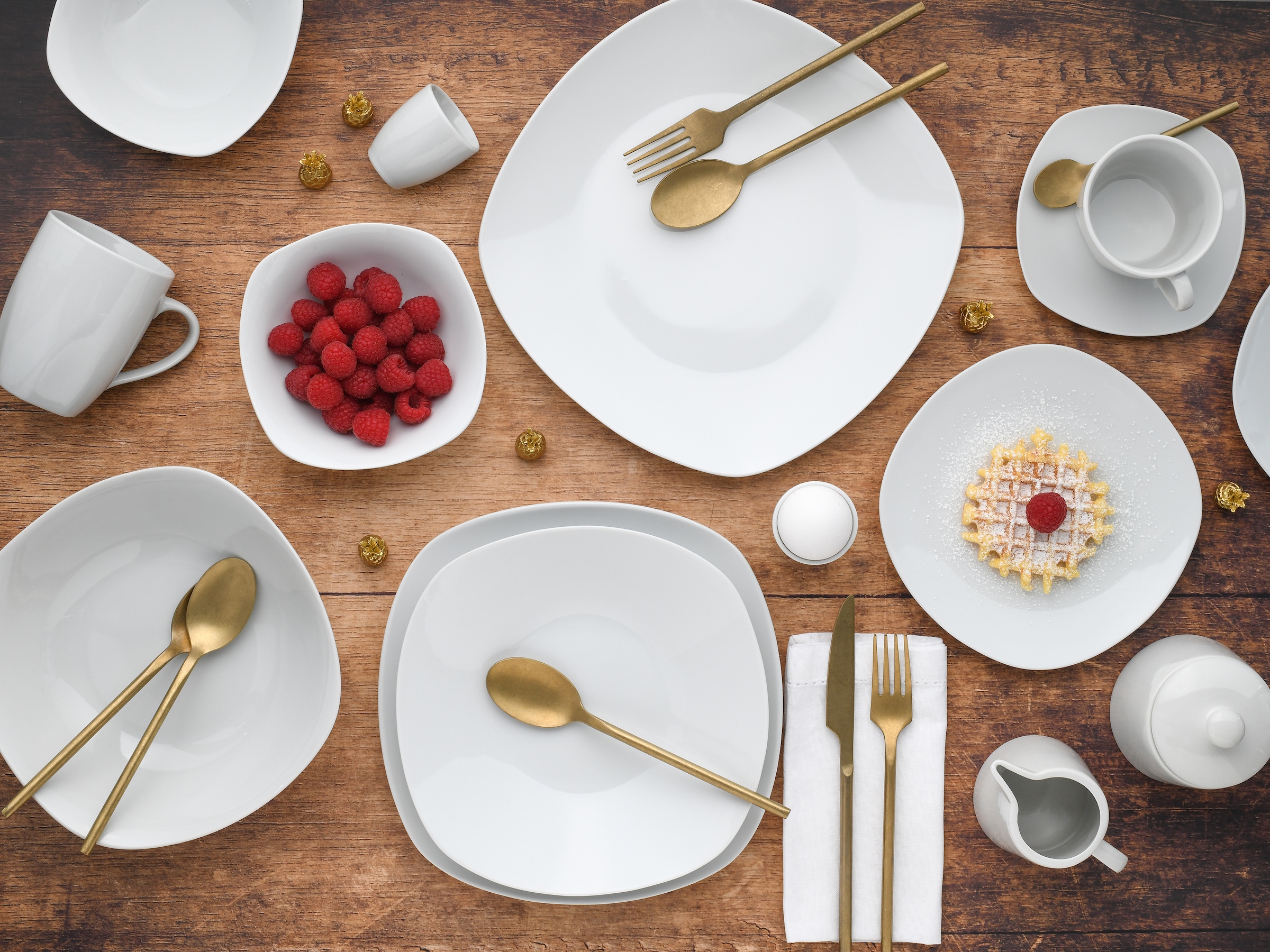 CreaTable Kombiservice »Square Weiß, Kombi-Service 62-tlg« Daily Use, Zeitlos