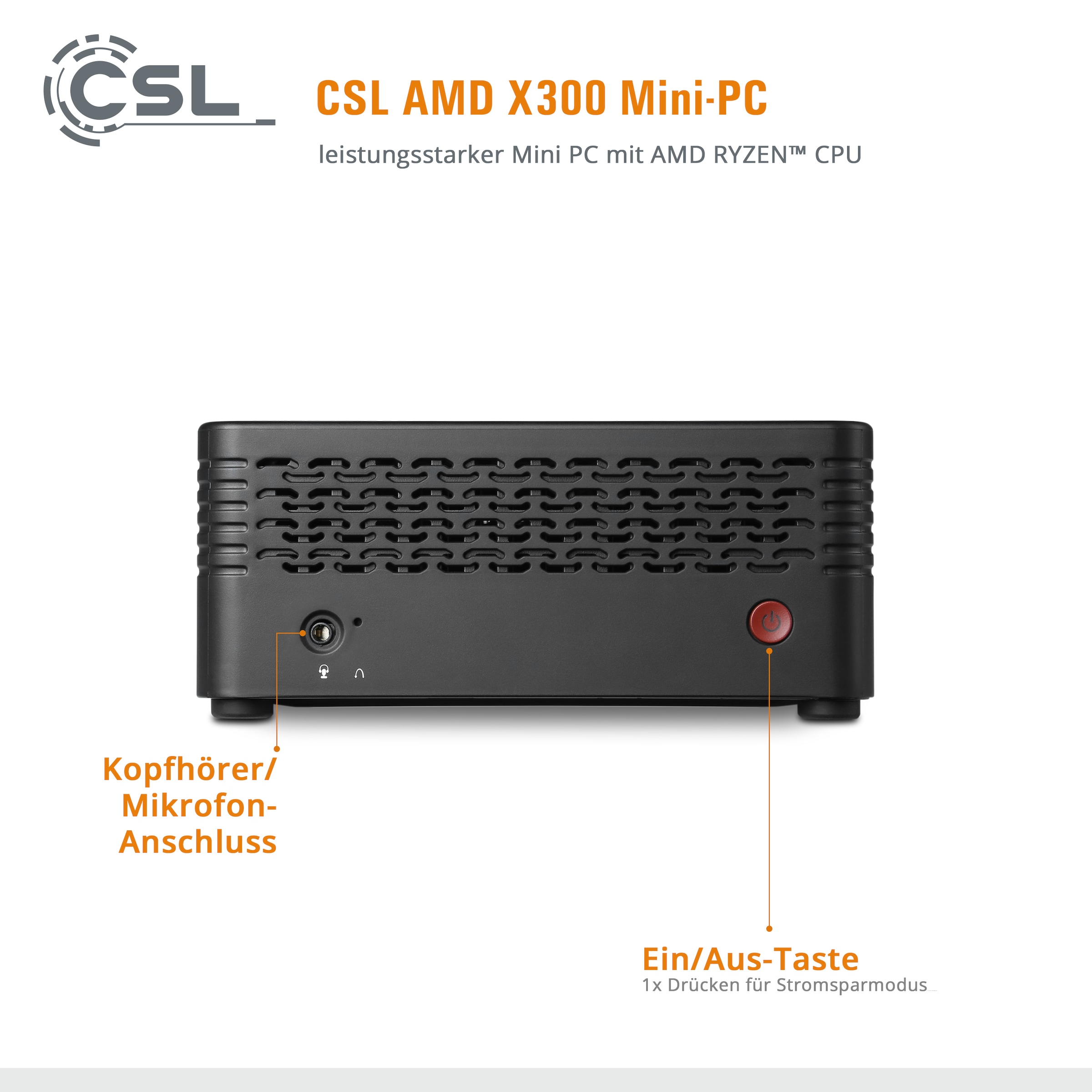 CSL Mini-PC »X300 / 4300GE / 8 GB / 500 GB SSD«