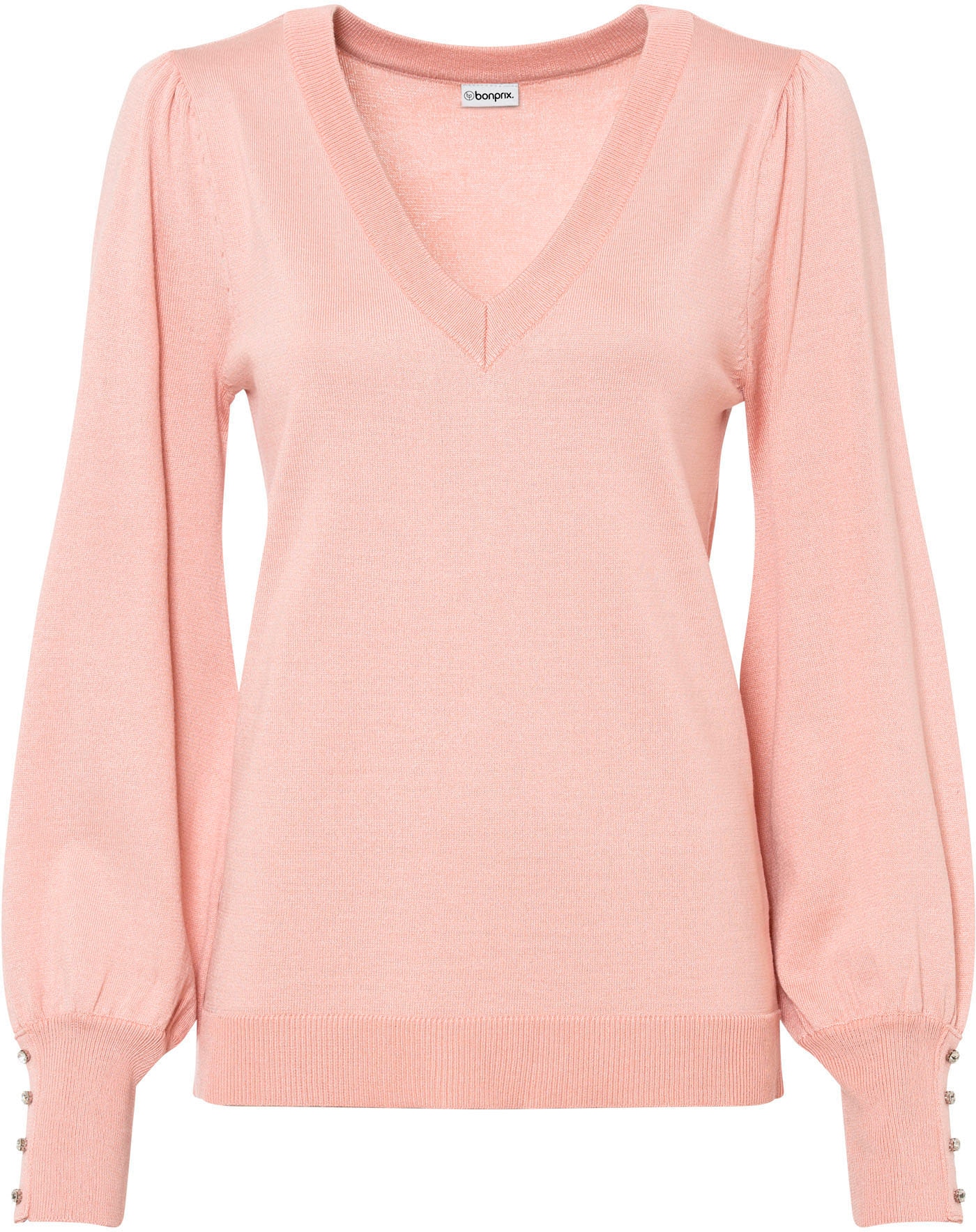 bonprix Strickpullover »Feinstrickpullover aus Viskose-Mix« aus Viskose-Mix, mit V-Ausschnitt, mit Zierknöpfen