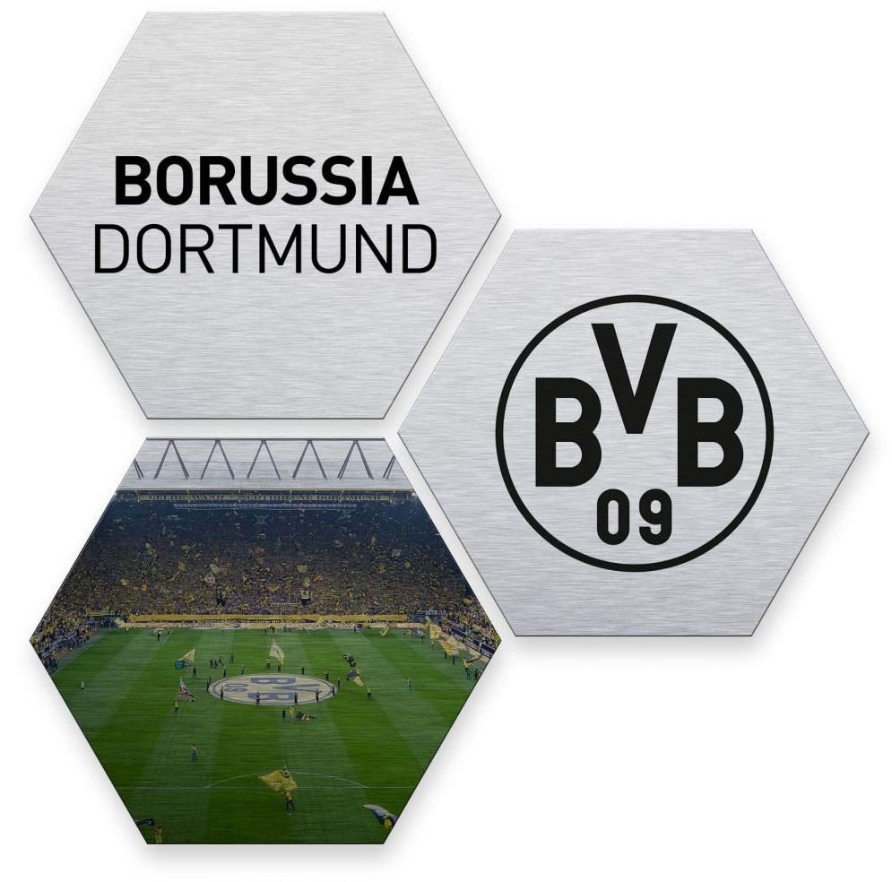 Wall-Art Mehrteilige Bilder (Set, im 3 Dortmund«, Borussia BVB St.) OTTO »Silber Online Shop kaufen