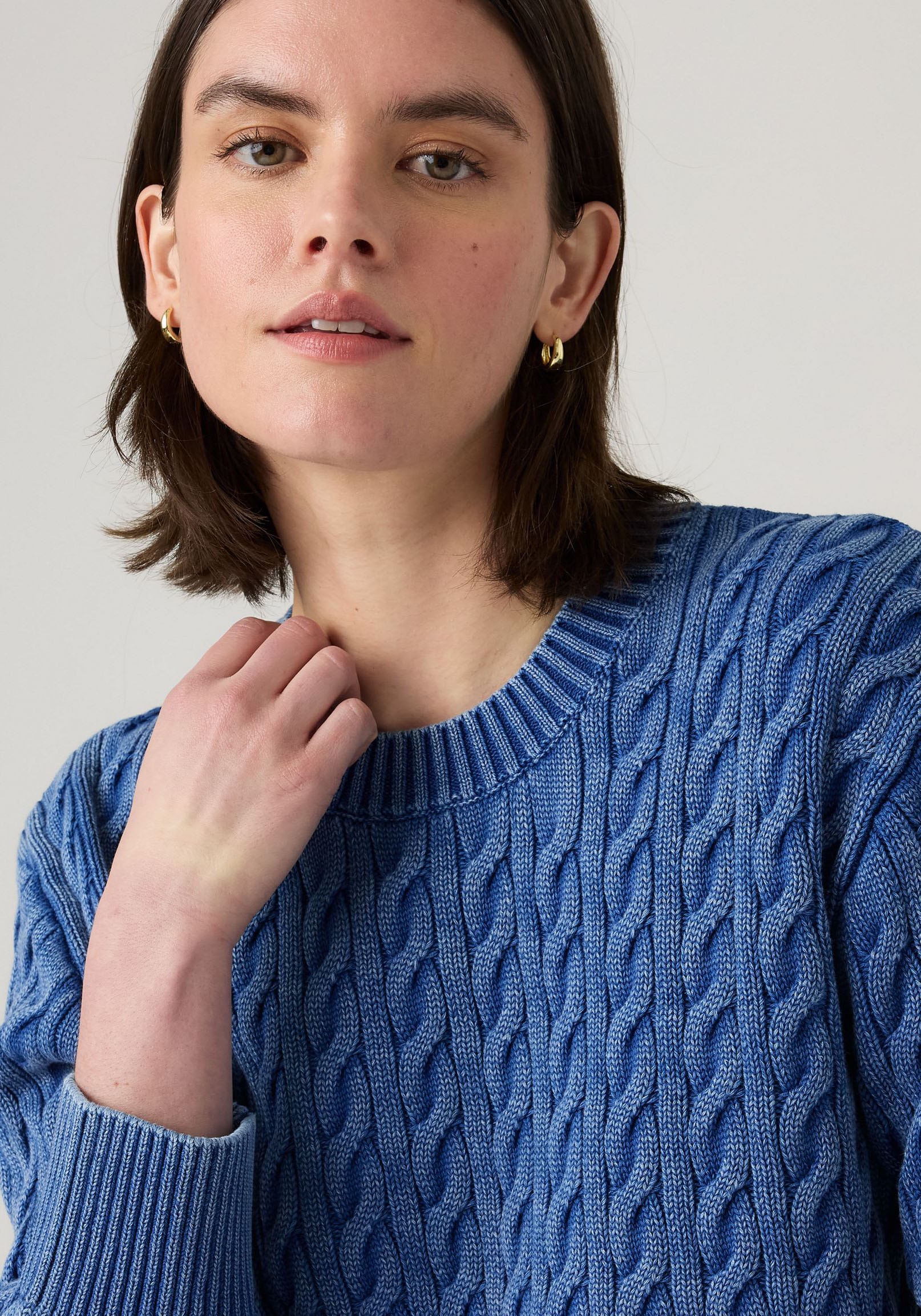 Levi's® Rundhalspullover »BOYFRIEND CREW PU«, Mit Zopfmuster