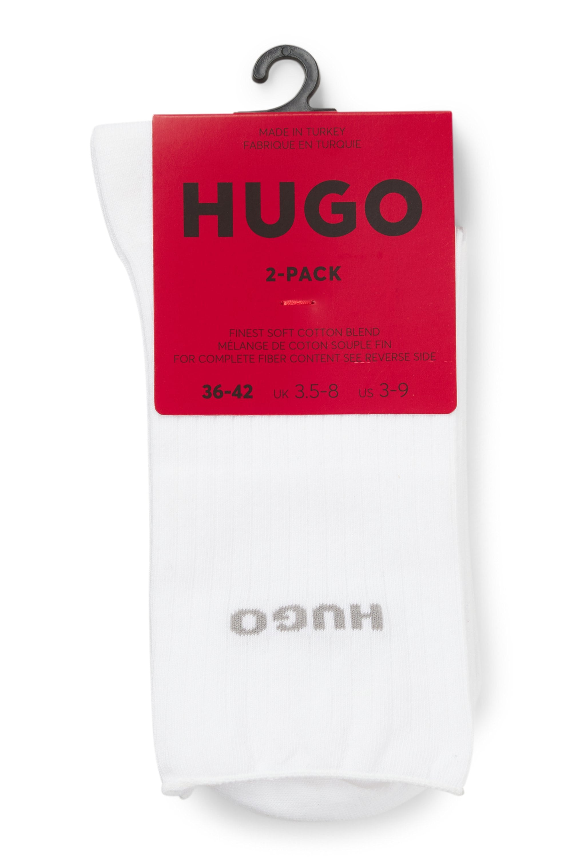 HUGO Underwear Freizeitsocken »2P QS FINE RIB CC«, mit großem Logo