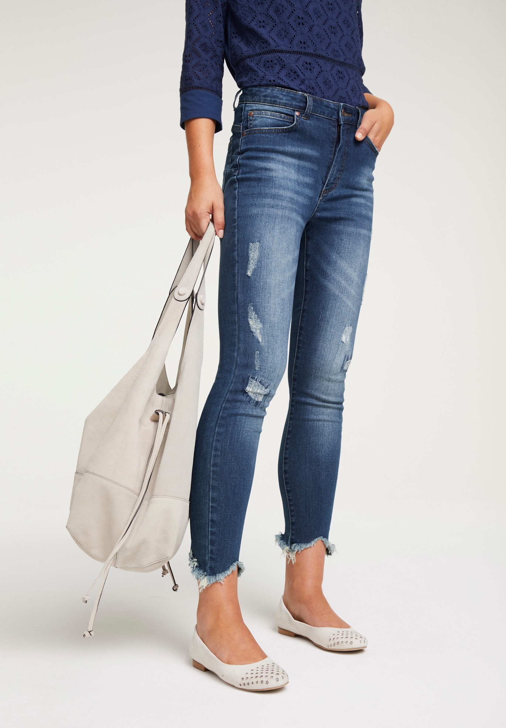 heine Skinny-fit-Jeans »Bauchweg-Jeans Skinny Jeans mit Destroyed-Effekt«