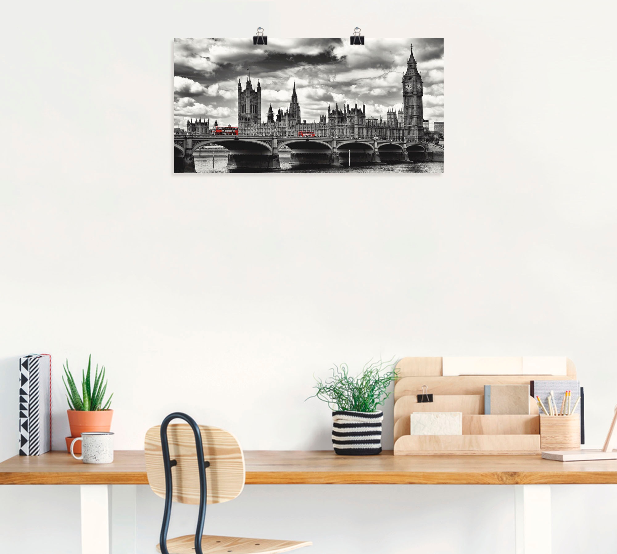 Artland Wandbild »London Westminster Bridge & Red Buses«, Großbritannien, (1 St.), als Leinwandbild, Poster, Wandaufkleber in verschied. Größen