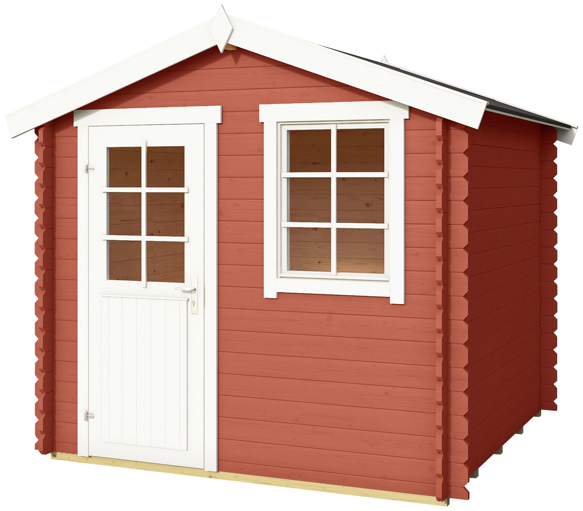 LASITA MAJA Gartenhaus »Wels 2«, Blochbohlenhaus 28mm, Fundamentmass 2300x2300, Schwedenrot