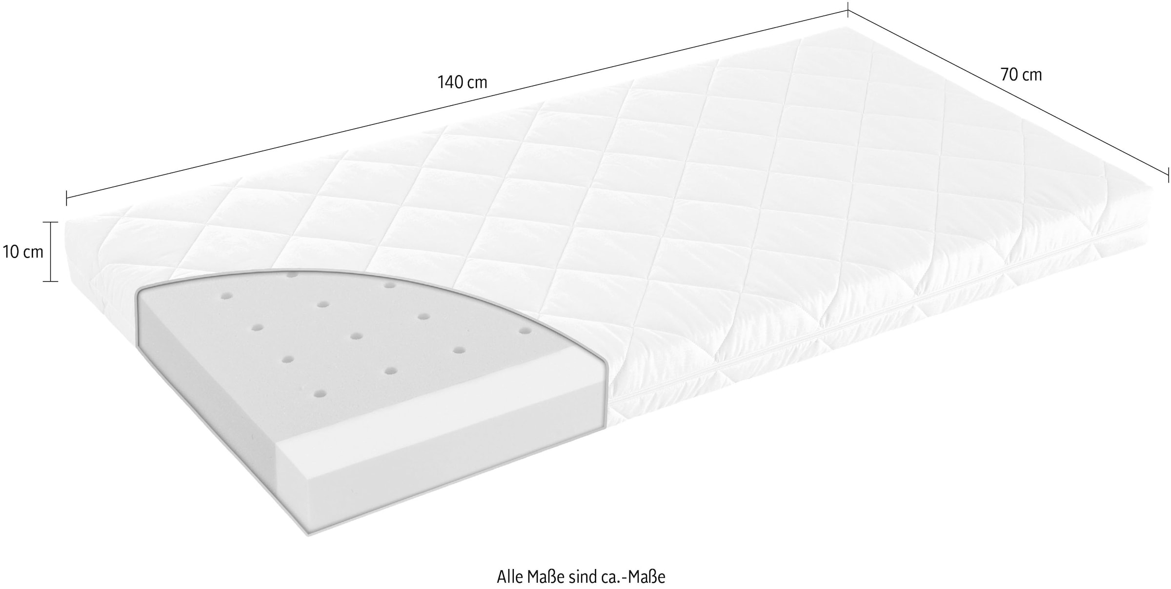 PAIDI Babymatratze »LITTLE NIGHT in 70x140 cm, ergonomisch & atmungsaktiv« 10 cm hoch 1 Stk. tlg. Bezug bei 60°C waschbar, allergikergeeignet, Sicherheitstrittkanten