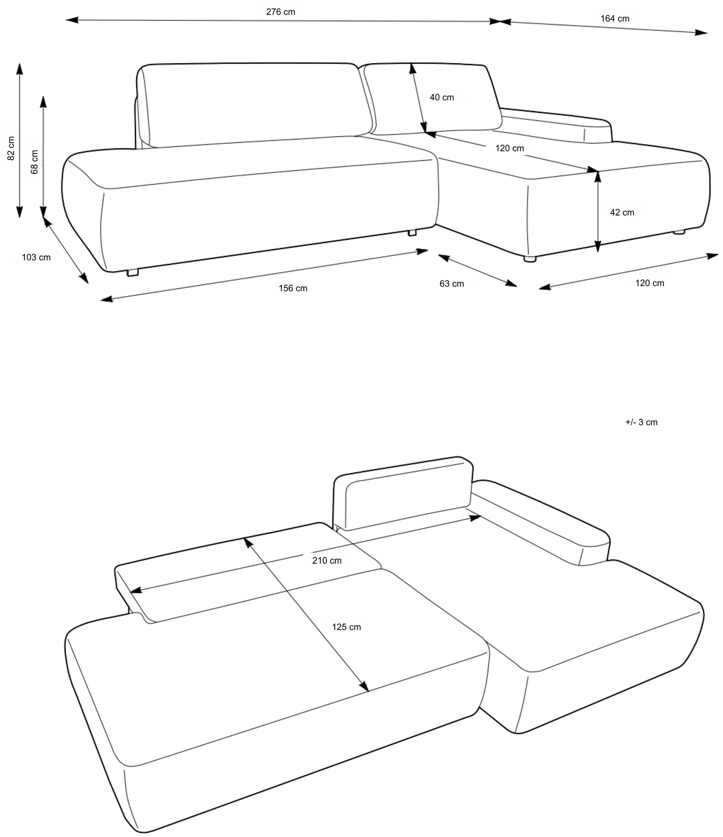 Home affaire Ecksofa »TORGE, Schlafsofa Cord, Samtvelours u. Strukur fein, Couch in L-Form« Schlaffunktion und Bettkasten, Liegefläche: 210x125 cm, neues Design