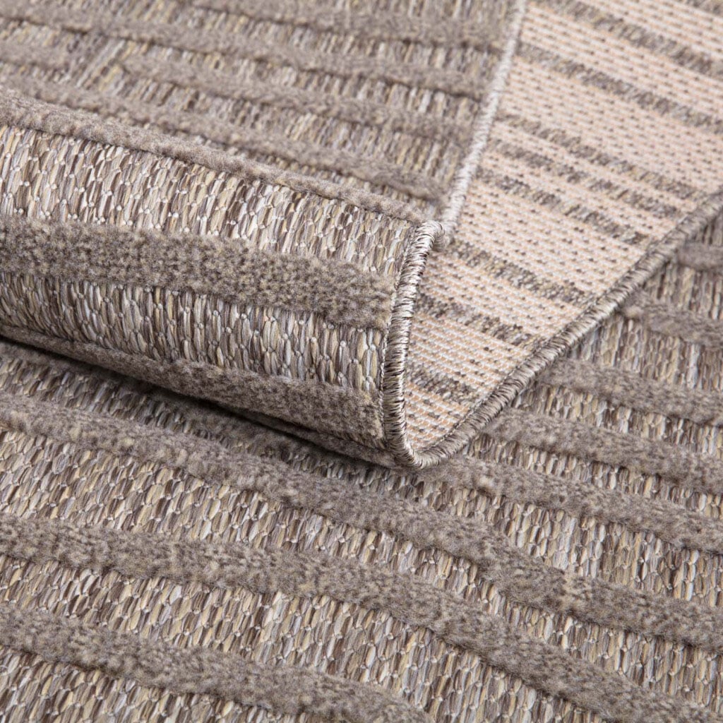 Carpet City Teppich »In-& Outdoorteppich Santorini 450, 3D-Effekt, Gestreift«, rund, 5 mm Höhe, Wetterfest & UV-beständig für Terrasse, Balkon, Küche, Flur
