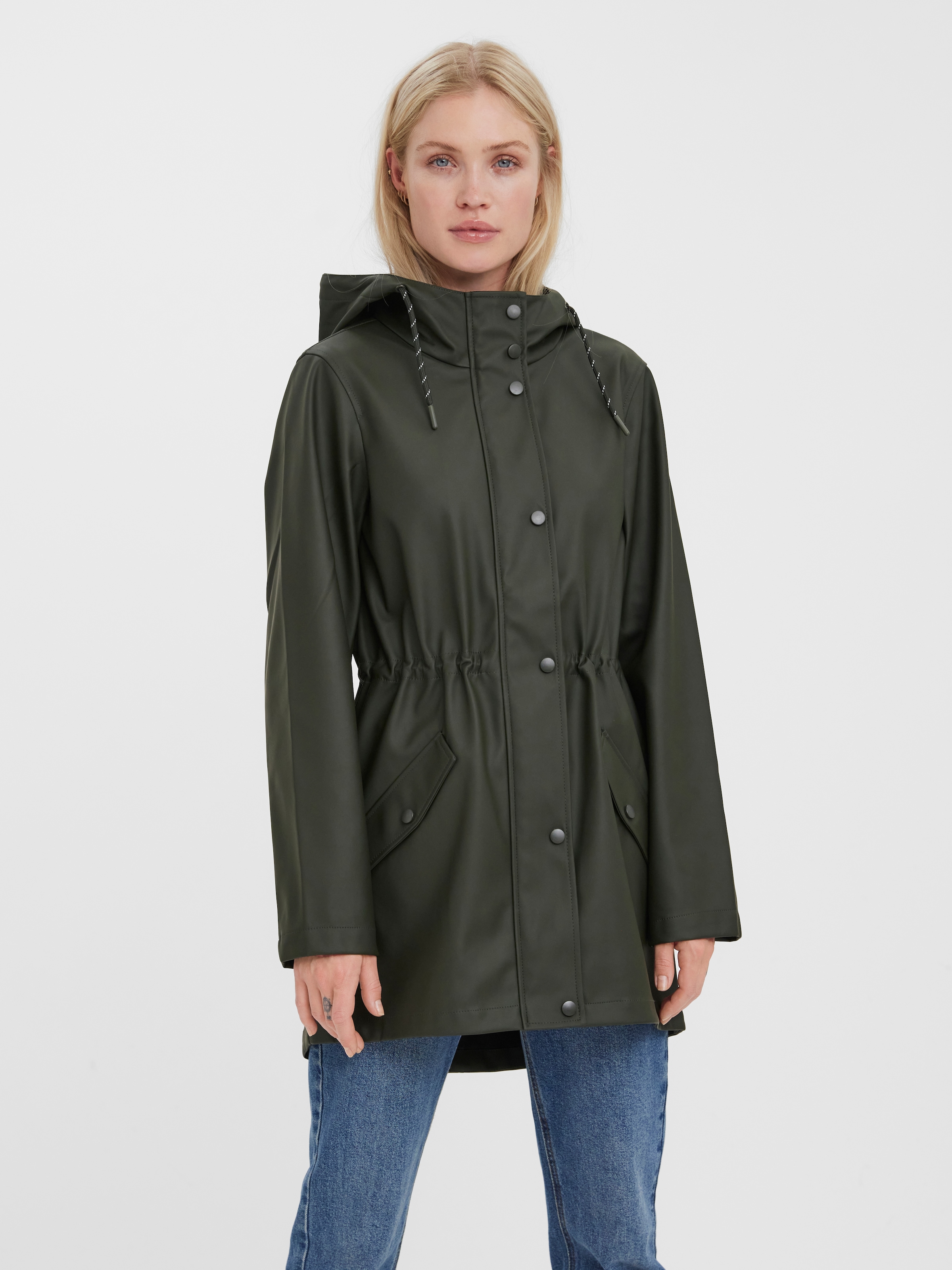 Vero Moda Regenjacke »VMMALOU COATED JACKET« mit Kapuze Lederimitat