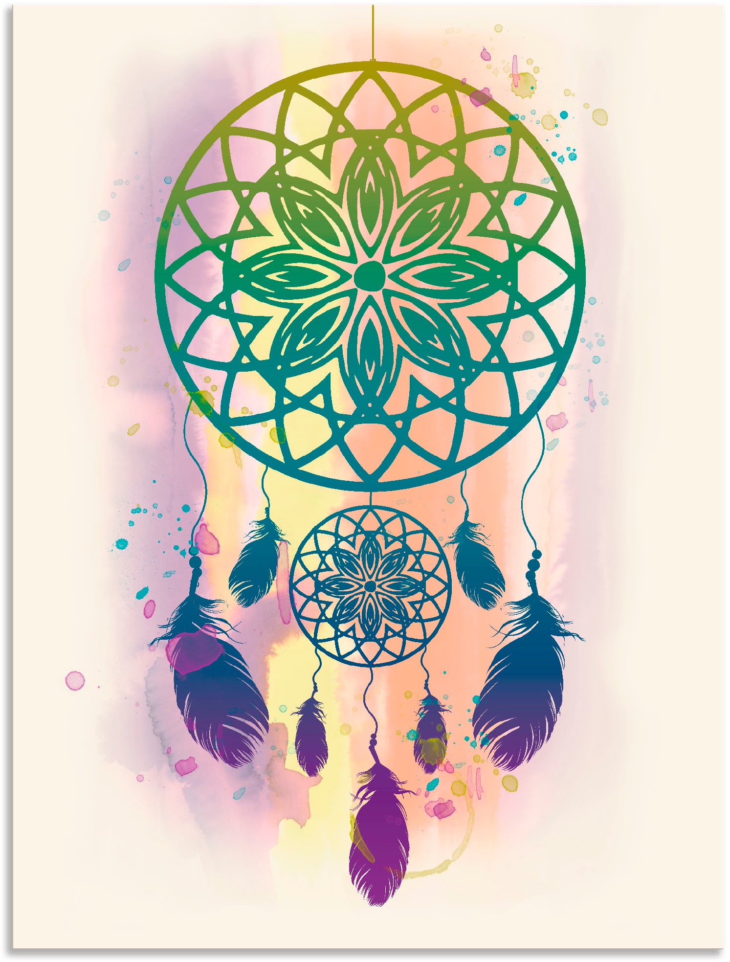 Artland Wandbild »Traumfänger Wasserfarbe«, Muster, (1 St.), in vielen Größen & Produktarten - Alubild / Outdoorbild für den Außenbereich, Leinwandbild, Poster, Wandaufkleber / Wandtattoo auch für Badezimmer geeignet