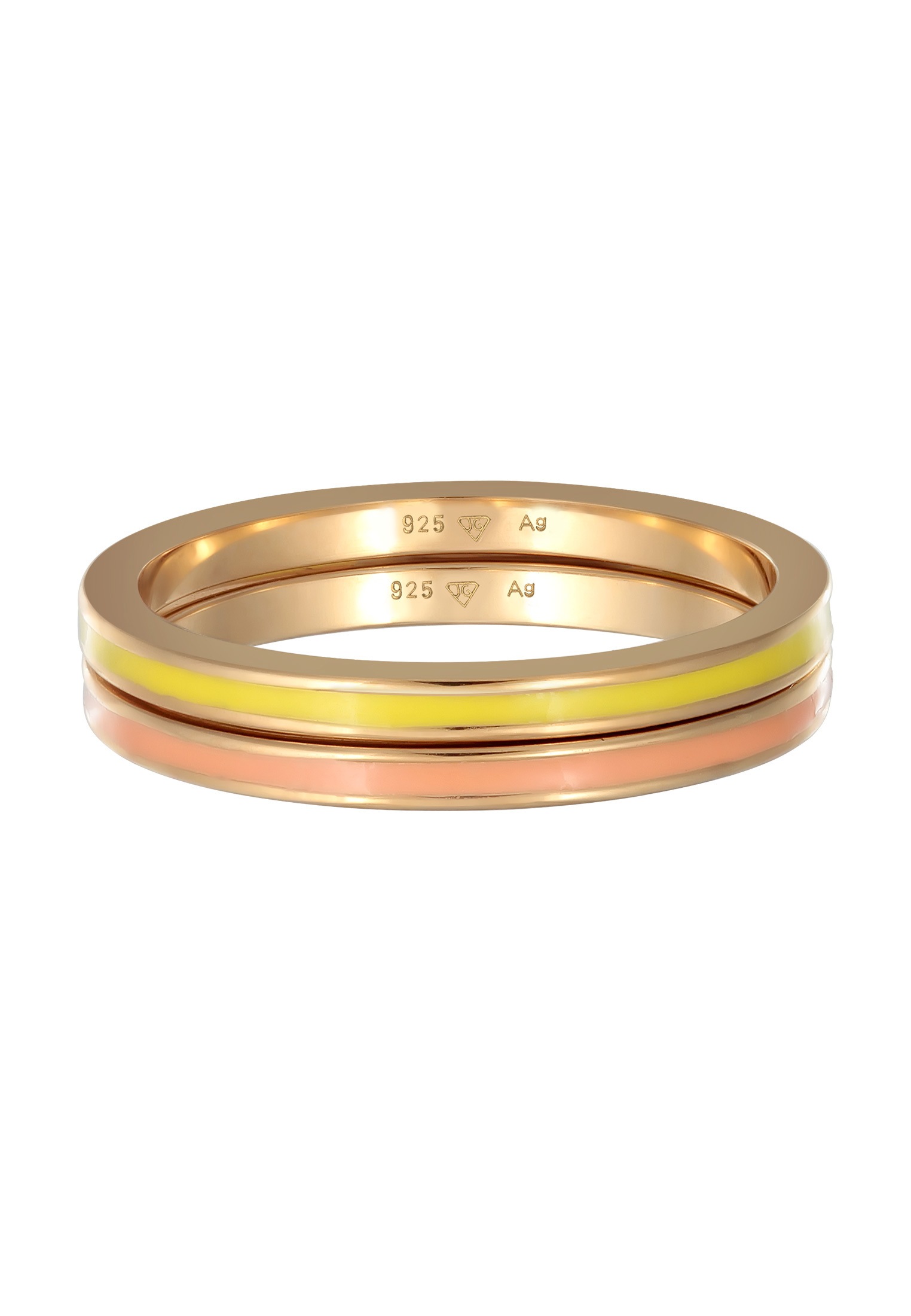 Elli Ring-Set »Ring Bandring Basic Emaille 2er Set 925 Silber«