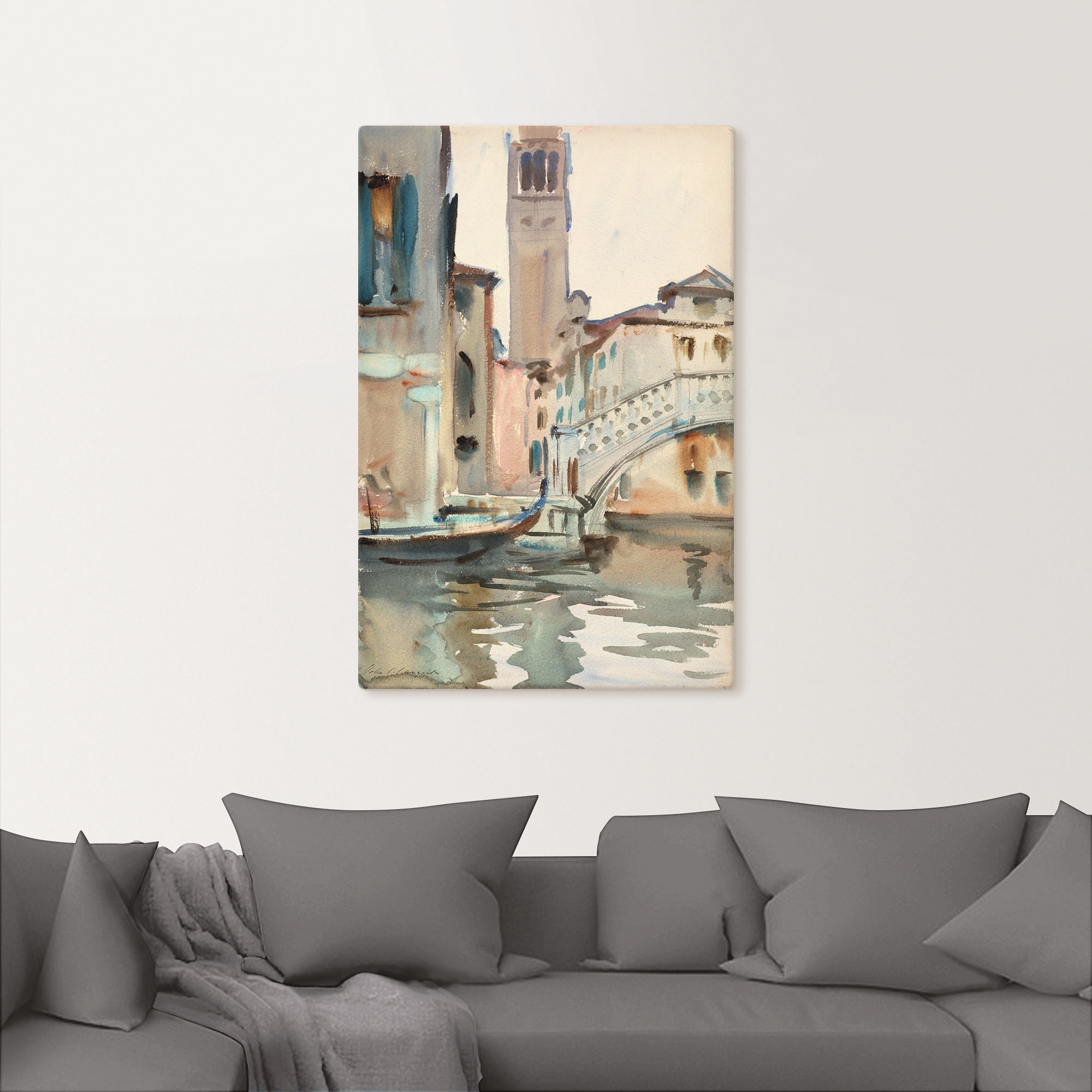 Artland Wandbild »Eine Brücke und Campanile, Venedig.«, Venedig, (1 St.), als Leinwandbild, Poster in verschied. Größen