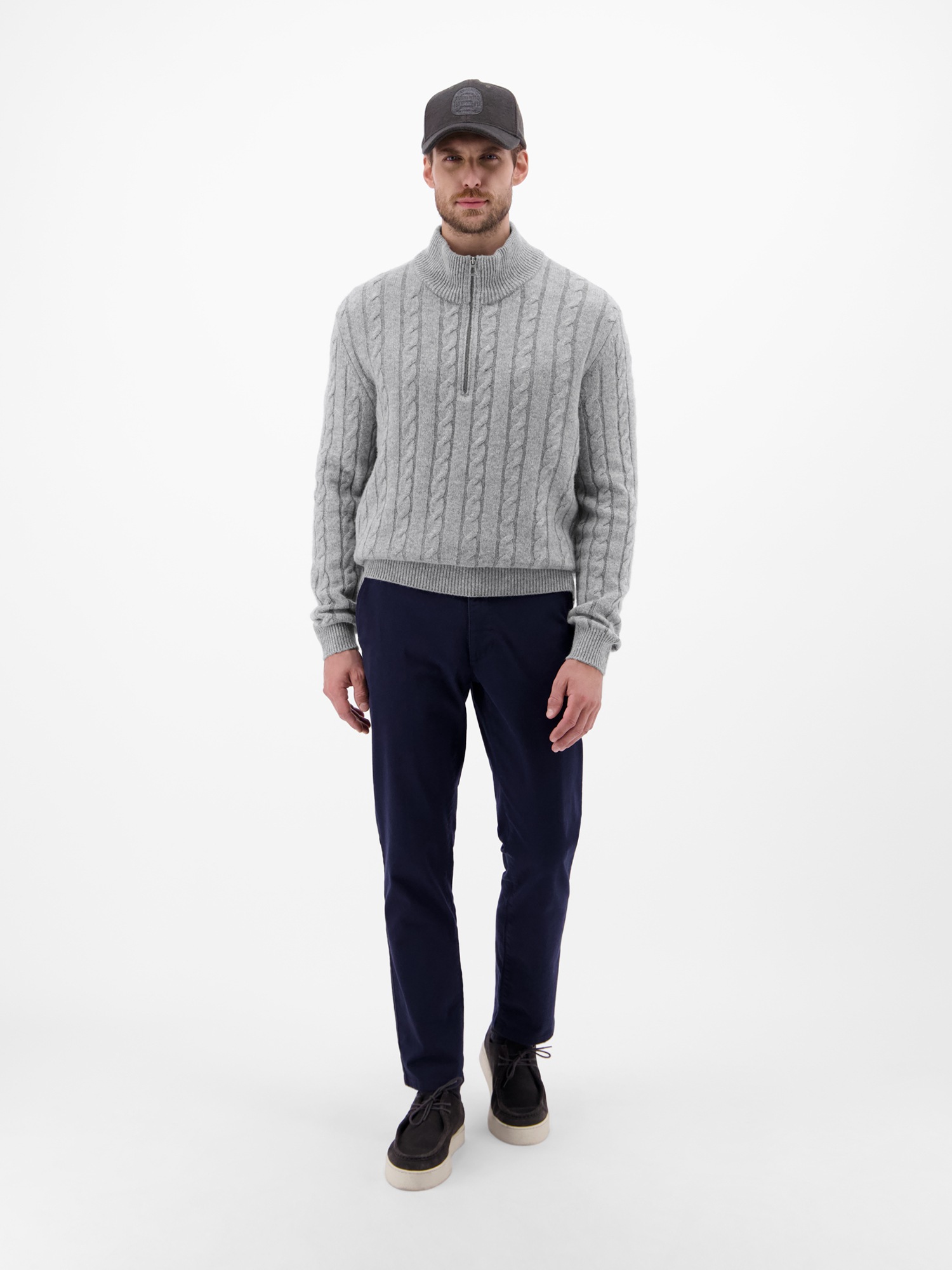 LERROS Strickpullover »Troyer mit Zopfmuster - Klassik trifft Coolness«