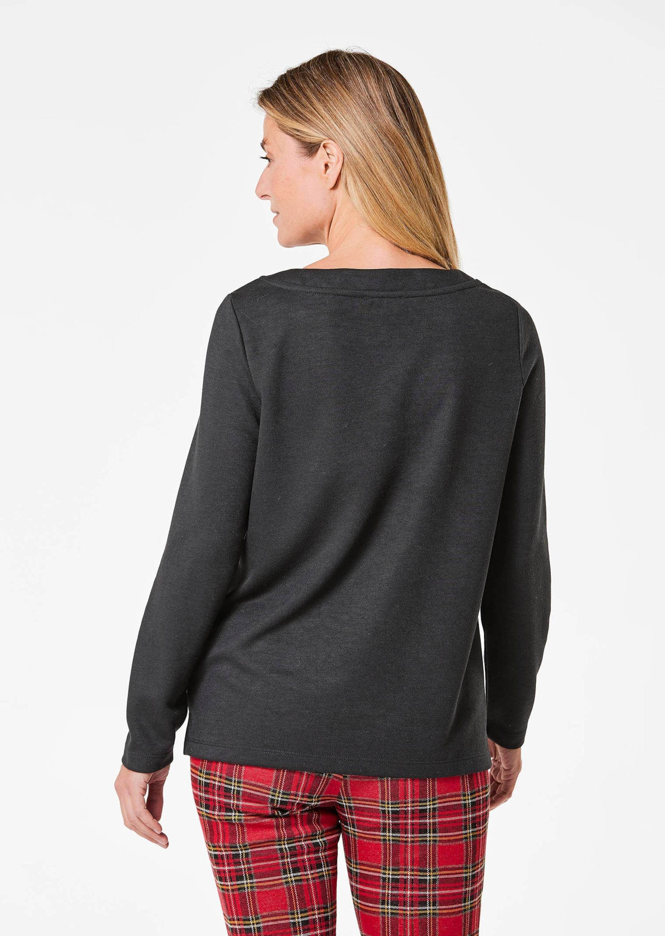 GOLDNER Print-Shirt »Sweatshirt mit halsfernen Kragen und Tunnelzug«