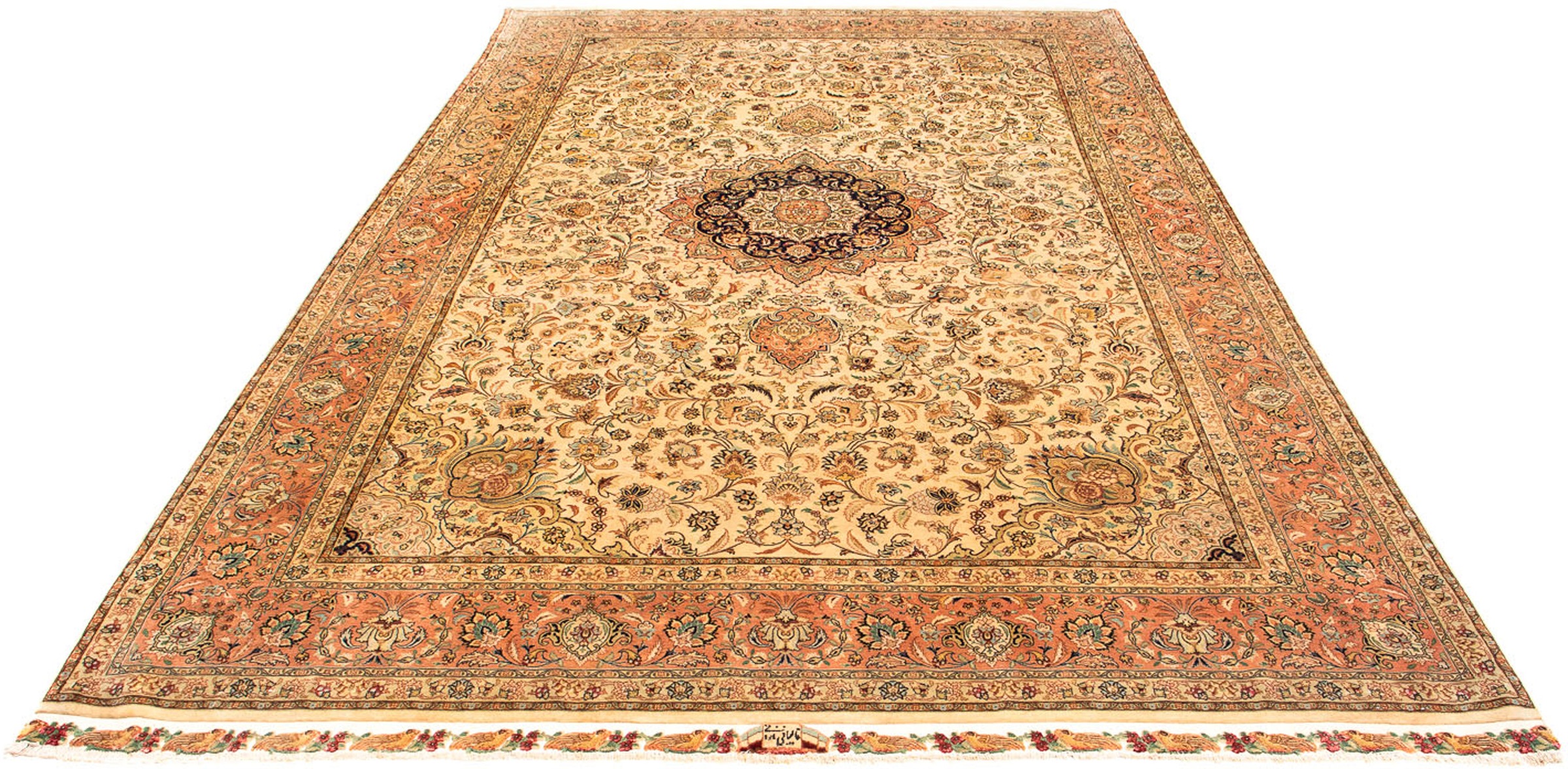 morgenland Orientteppich »Perser - Täbriz - Premium - 320 x 201 cm - braun«, rechteckig, 5 mm Höhe, Wohnzimmer, Handgeknüpft, Einzelstück mit Zertifikat