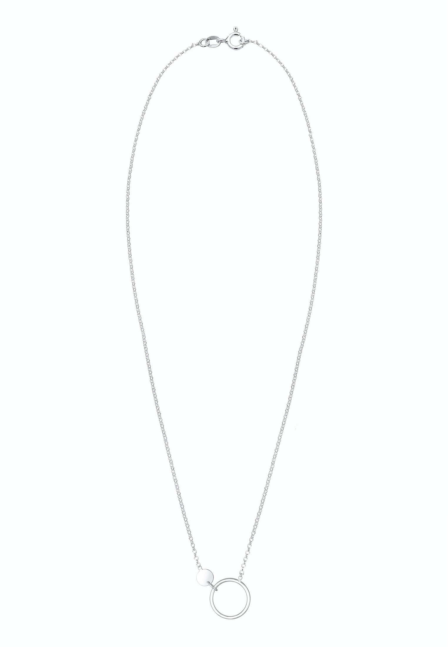 Elli Kette mit Anhänger »Halskette Erbskette Kreis Plättchen Geo Design 925 Sterling Silber«