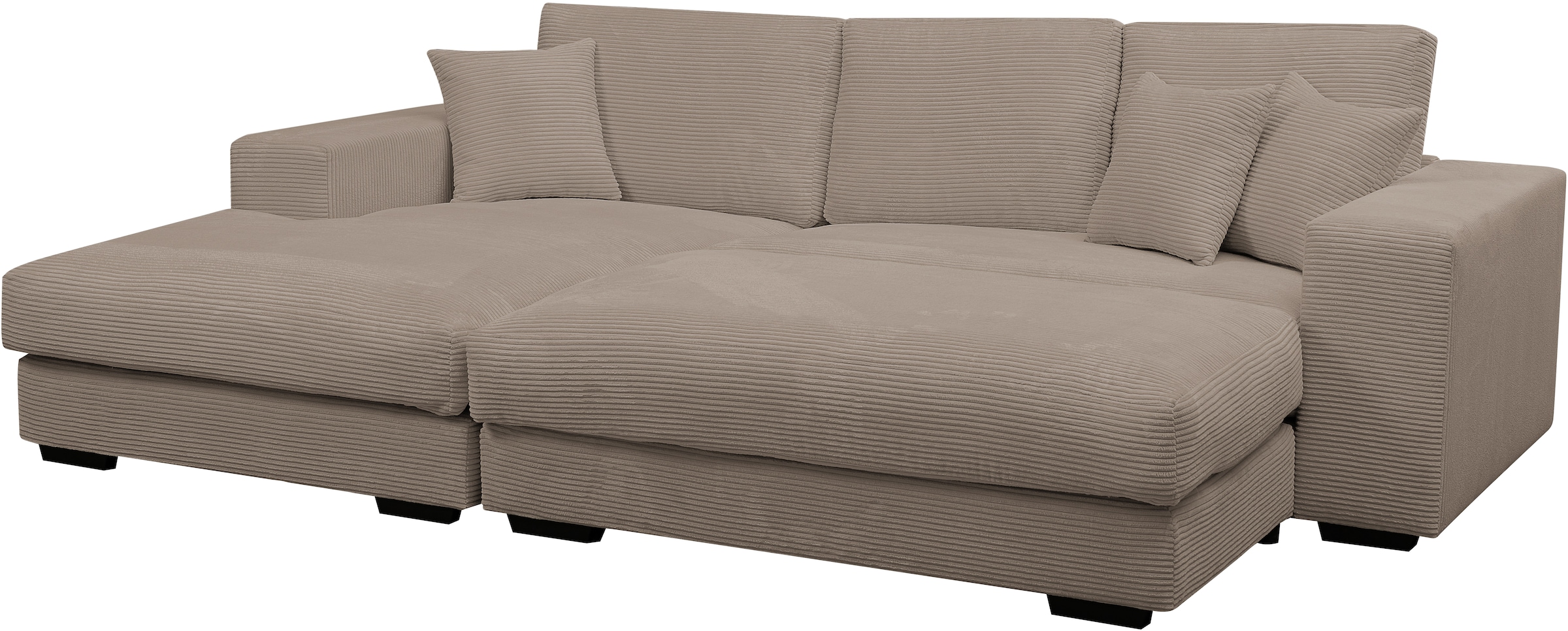 WERK2 Polstergarnitur »Eden L-Form + Hocker. Mega Couch Breite 286cm, Cord« Set,  Design Ecksofa + Hocker in Cord mit besonders weichem Sitzkomfort