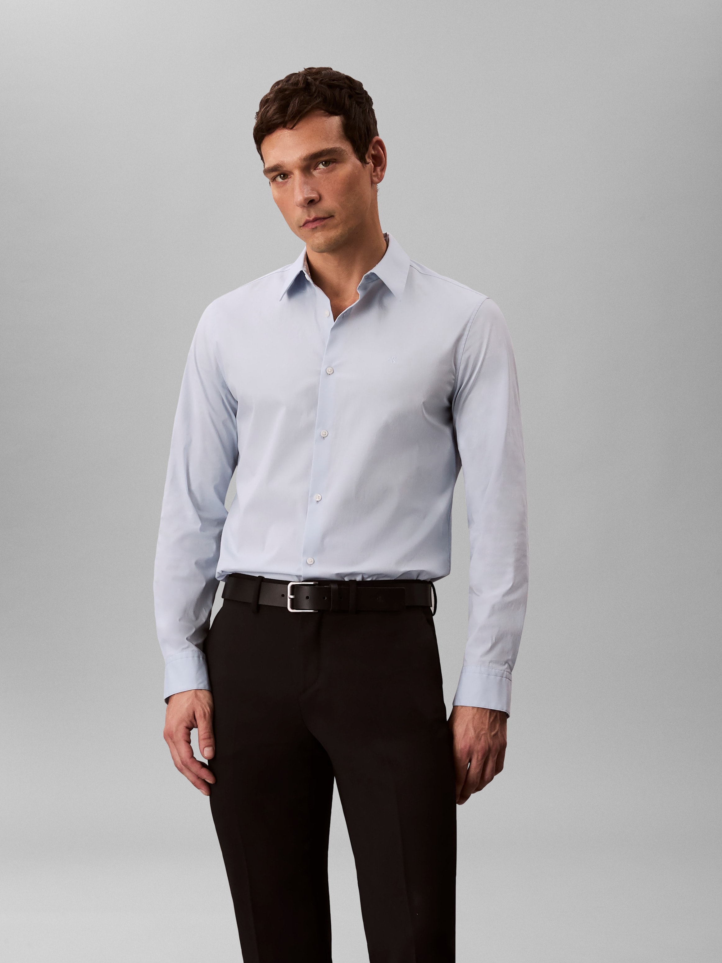 Calvin Klein Langarmhemd »LONG SLEEVE SOLID STRETCH SLIM SHIRT«, slim fit, in Unifarbe
