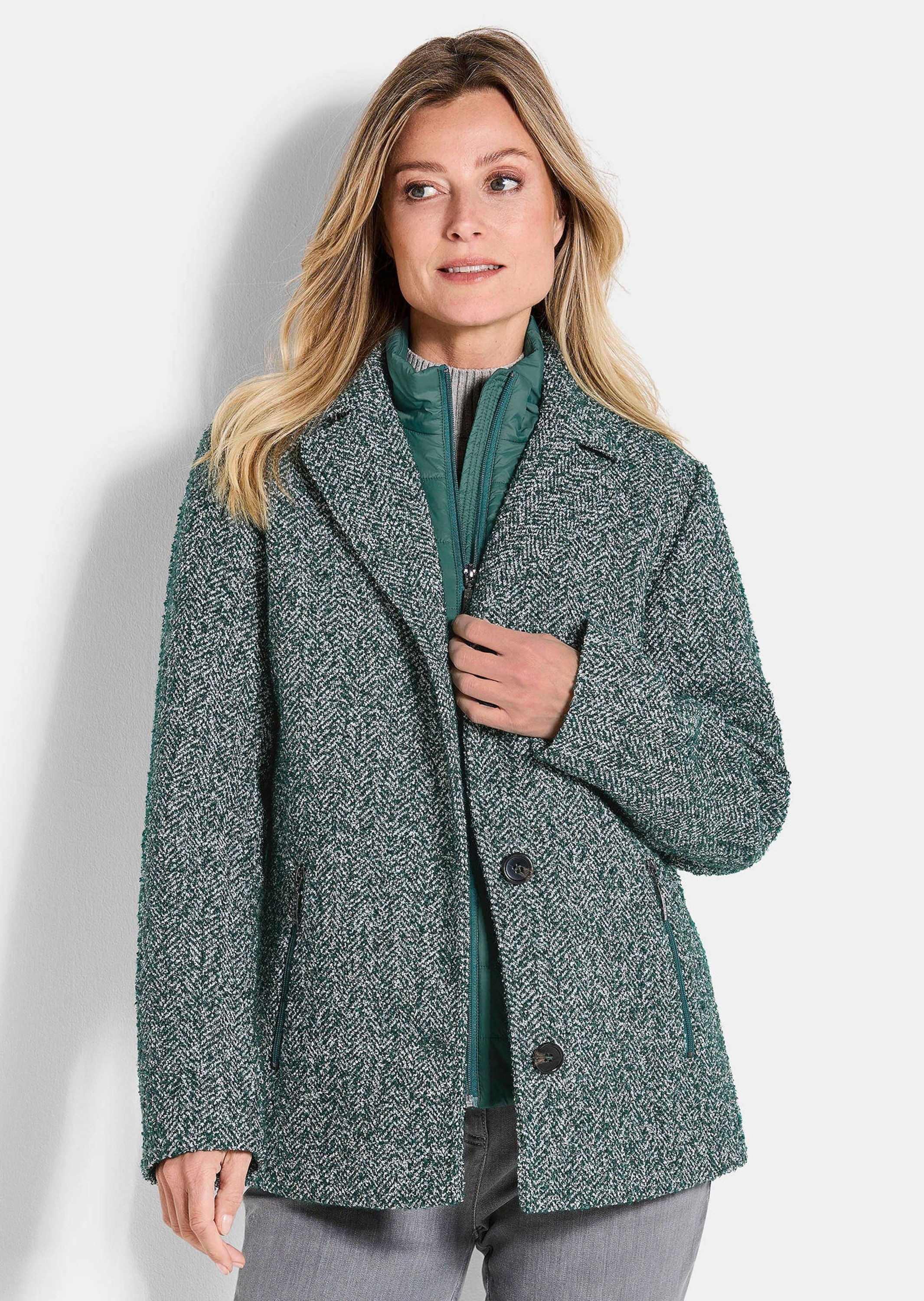GOLDNER Kurzjacke »Kurzgröße Jacke in 2-in-1-Optik mit Steppeinsatz«